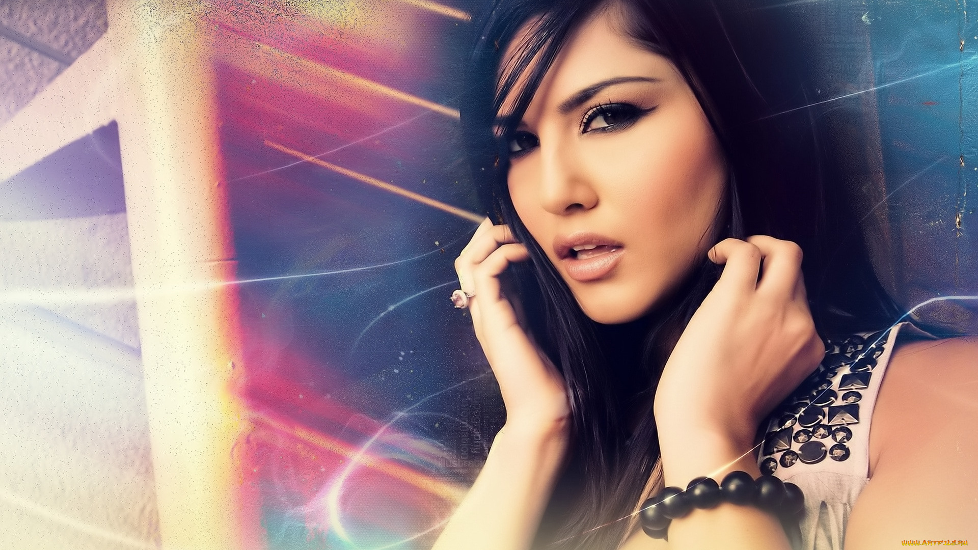 девушки, sunny, leone, брюнетка, лицо, бусы