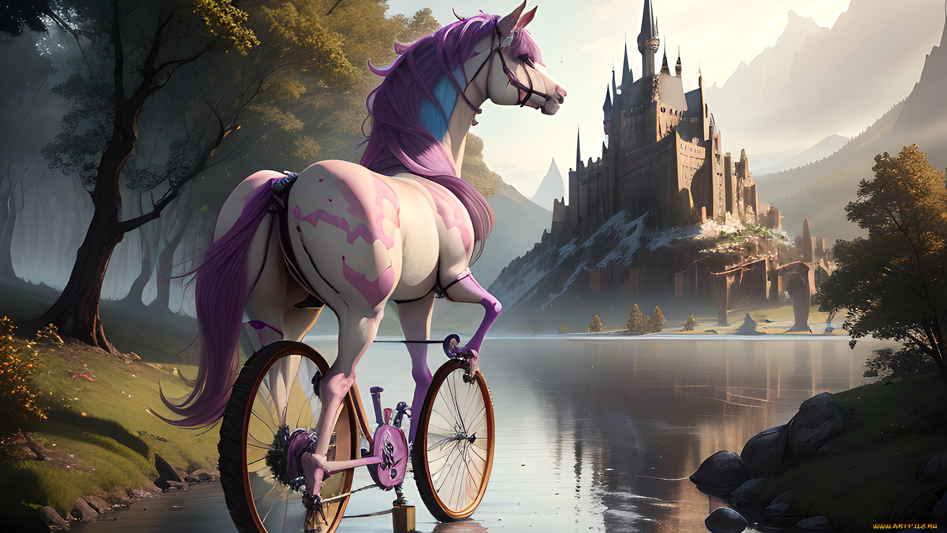 фэнтези, транспортные, средства, нейросети, графика, нейроарт, ai, art, нейронные, сети, рисунки, нейро, искусство, конесипед, велоконь