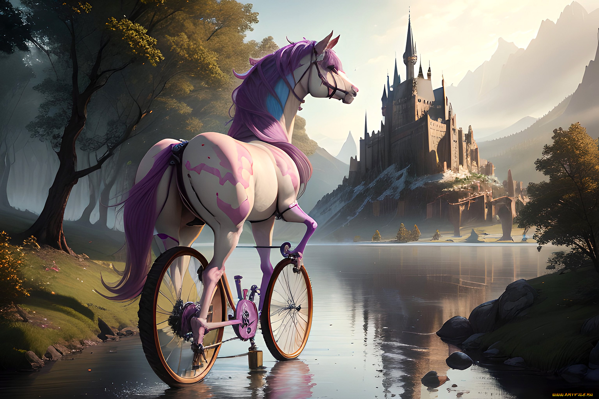 фэнтези, транспортные, средства, нейросети, графика, нейроарт, ai, art, нейронные, сети, рисунки, нейро, искусство, конесипед, велоконь