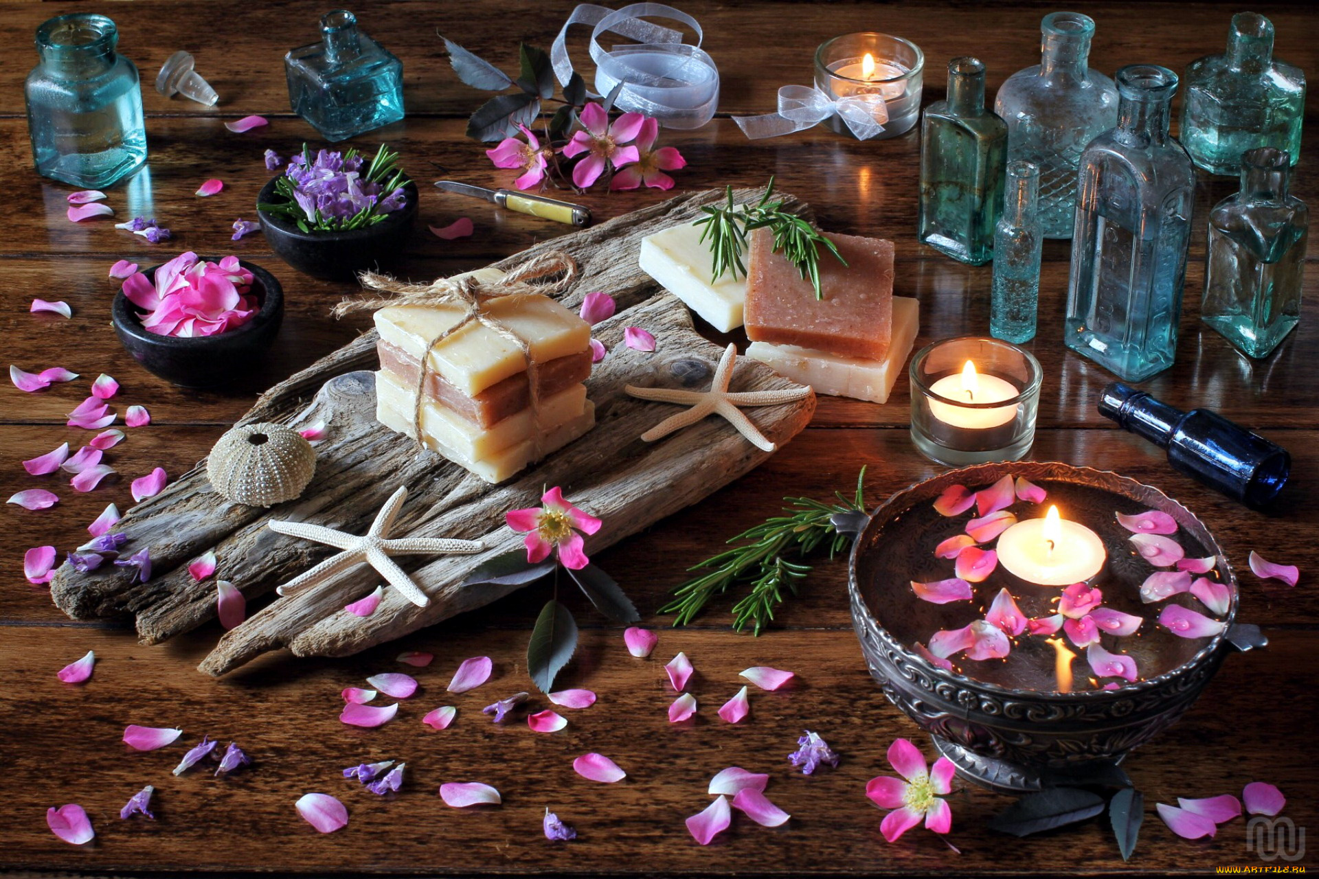 разное, косметические, средства, , духи, свечи, мыло, лепестки