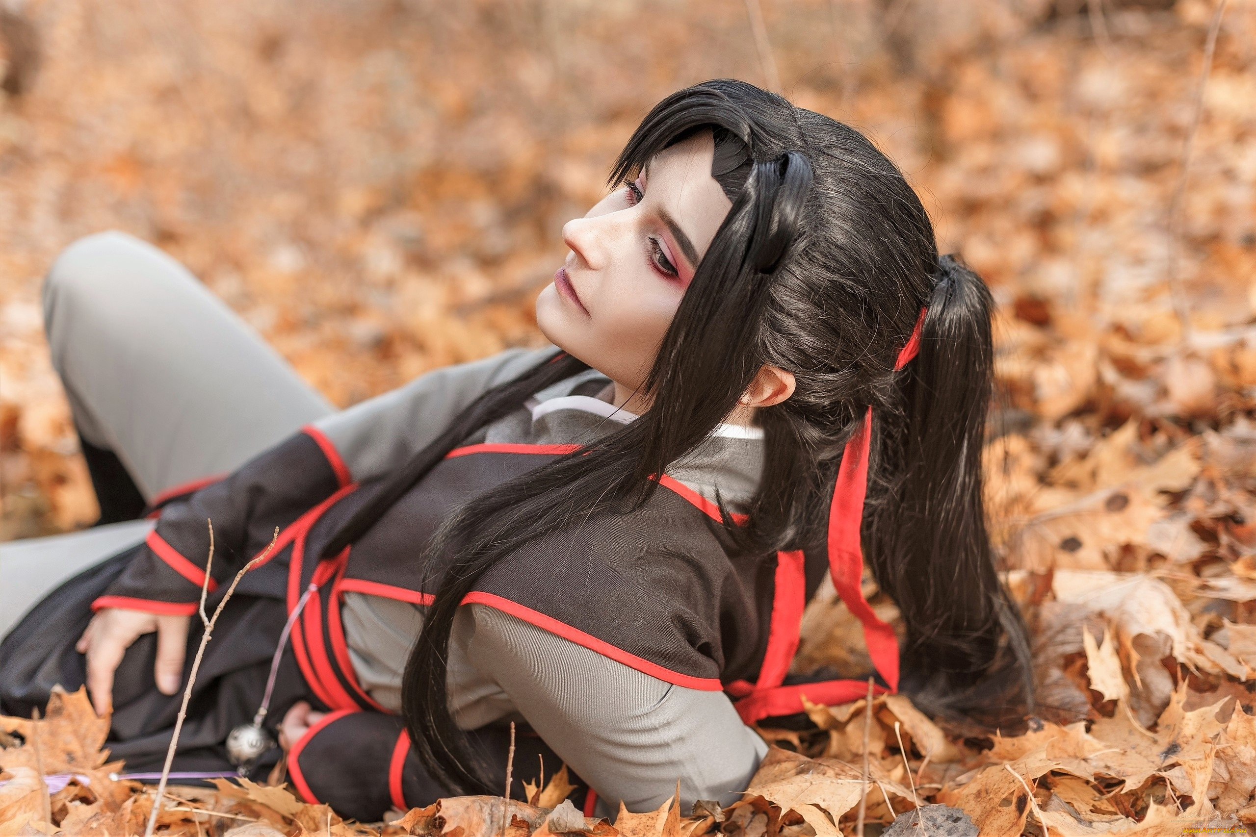 девушки, -, креатив, , косплей, костюм, образ, листья, осень