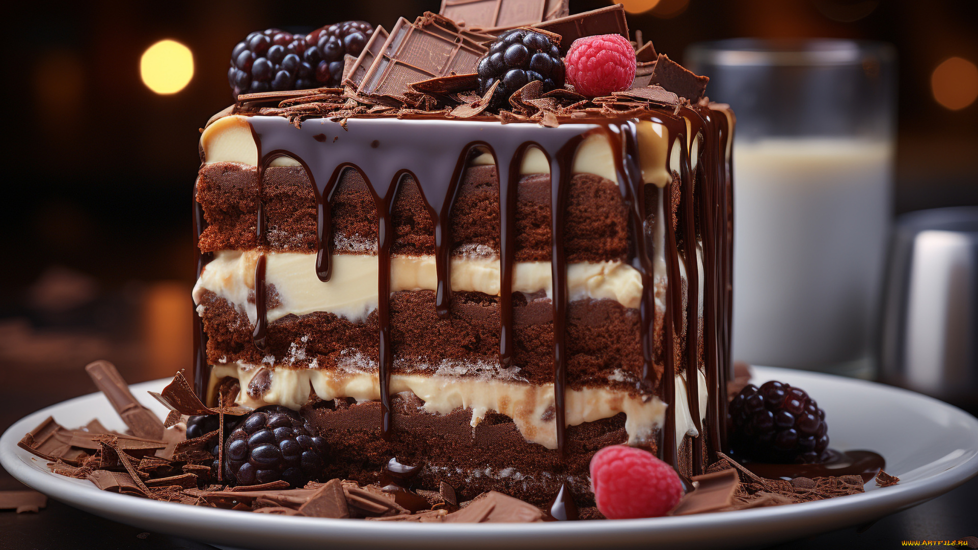 3д, графика, еда-, food, торт, шоколадный
