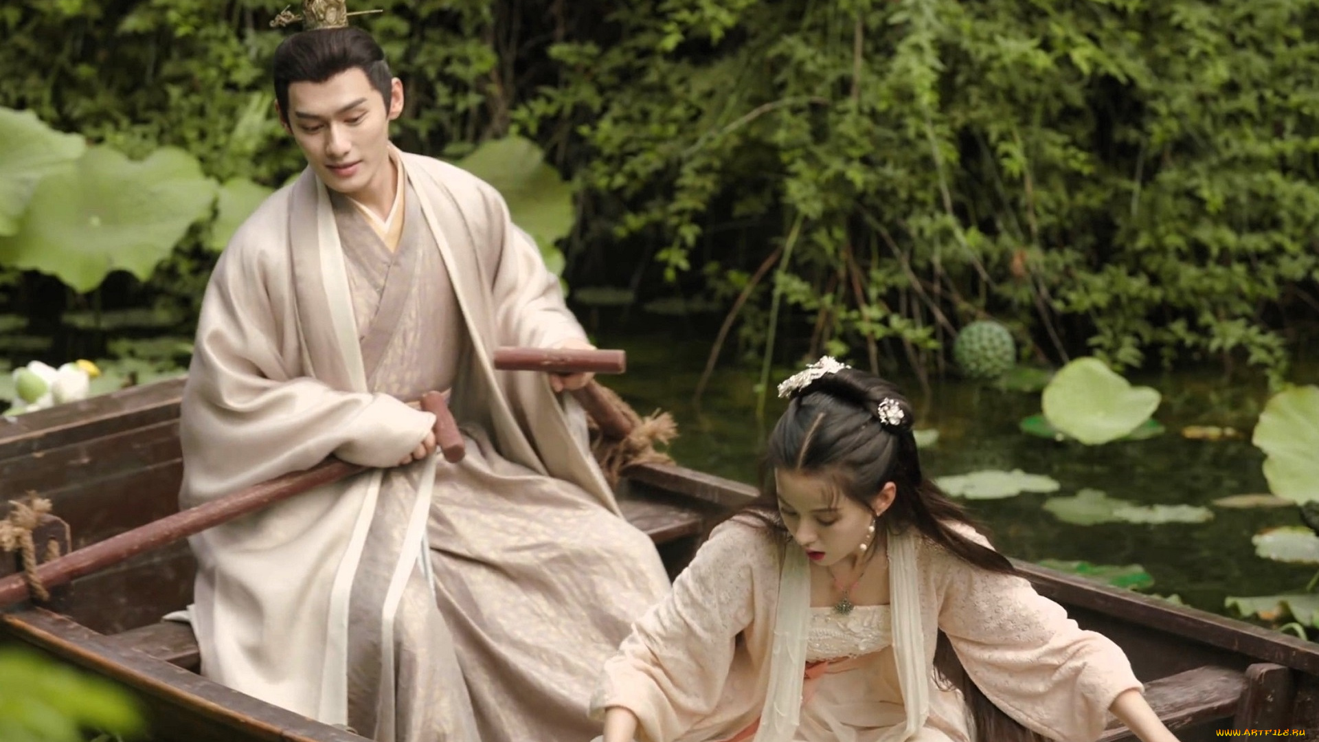 destiny, of, love, кино, фильмы, -unknown, , другое, парень, девушка, лодка, озеро, кусты, листья