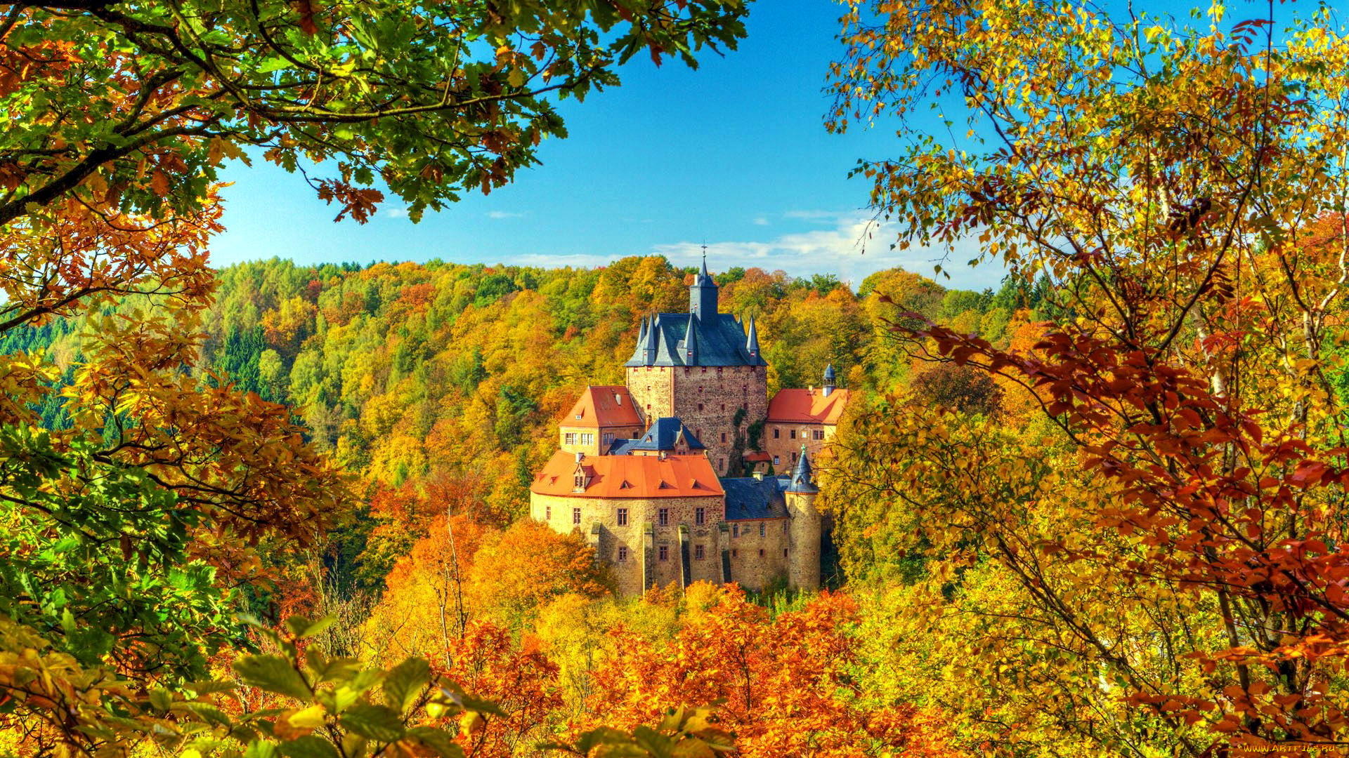 kriebstein, castle, saxony, germany, города, замки, германии, kriebstein, castle