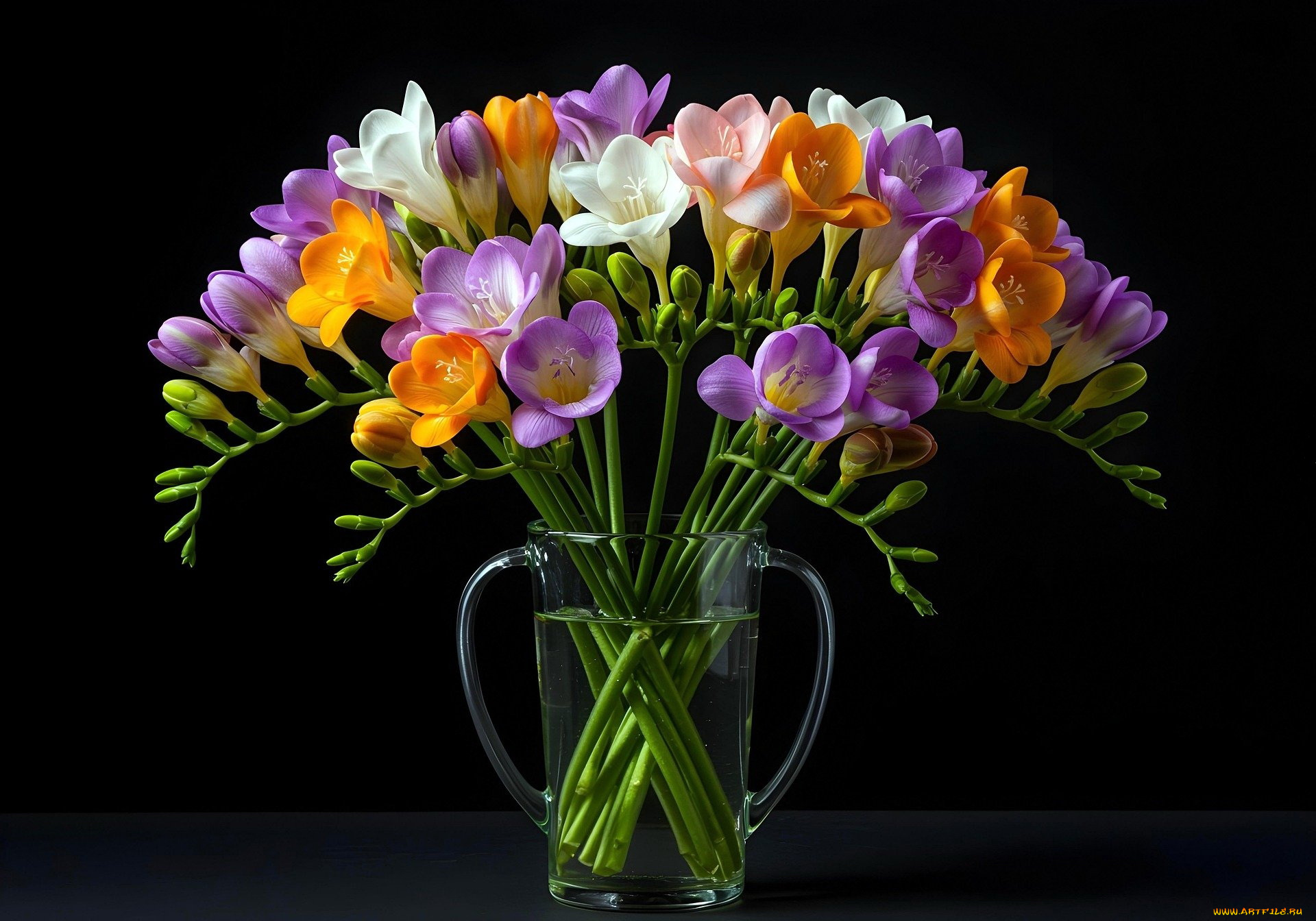 3д, графика, цветы, , flowers, фрезия