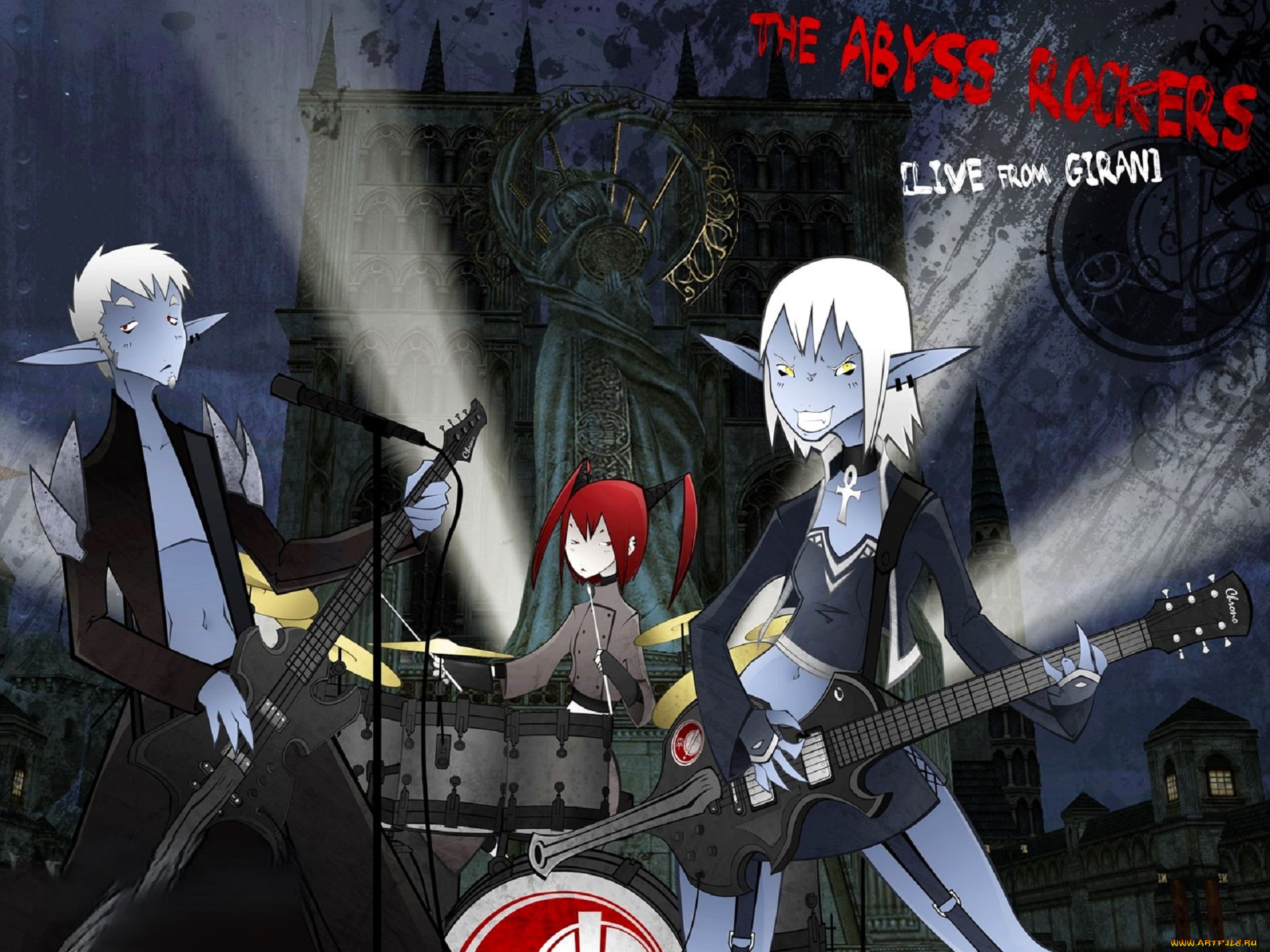 видео, игры, lineage, ii, , the, chaotic, chronicle, эльфы, девушка, группа, инструменты, музыка, концерт, город