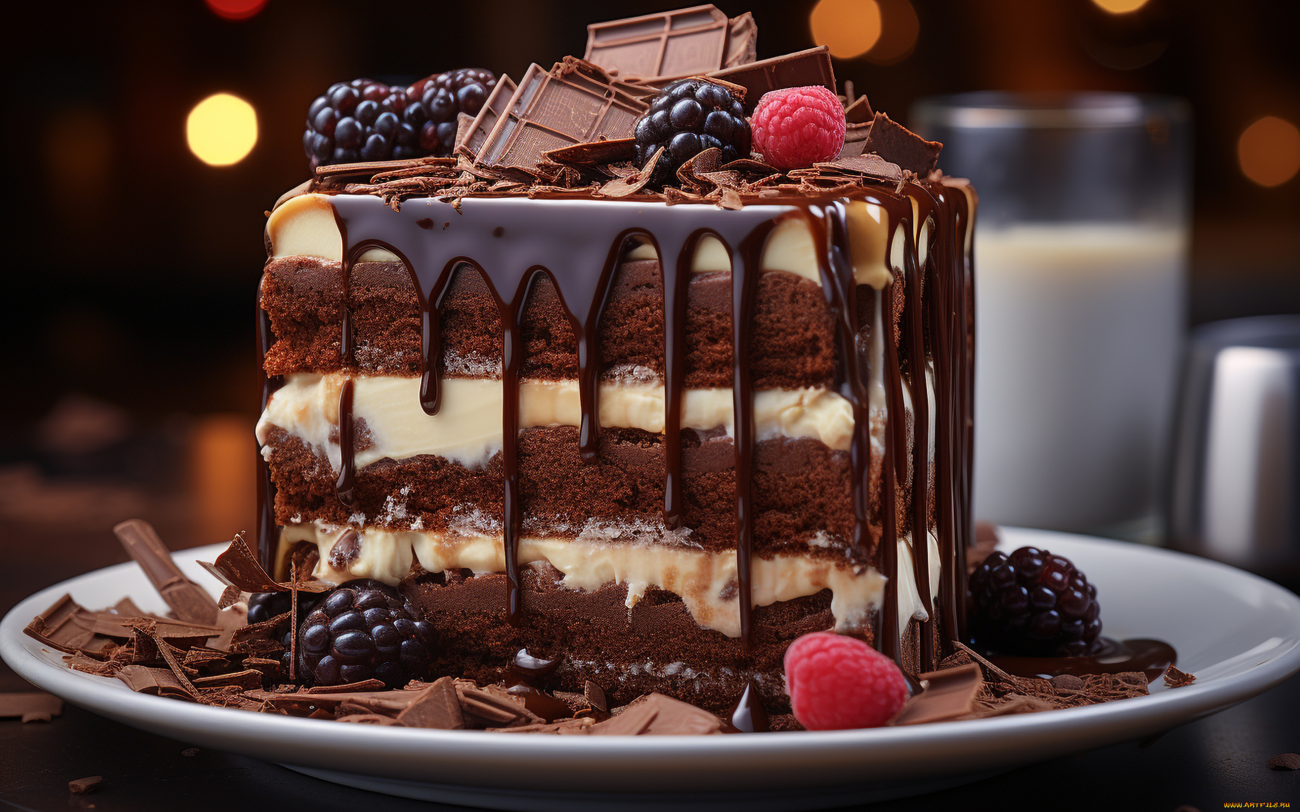 3д, графика, еда-, food, торт, шоколадный