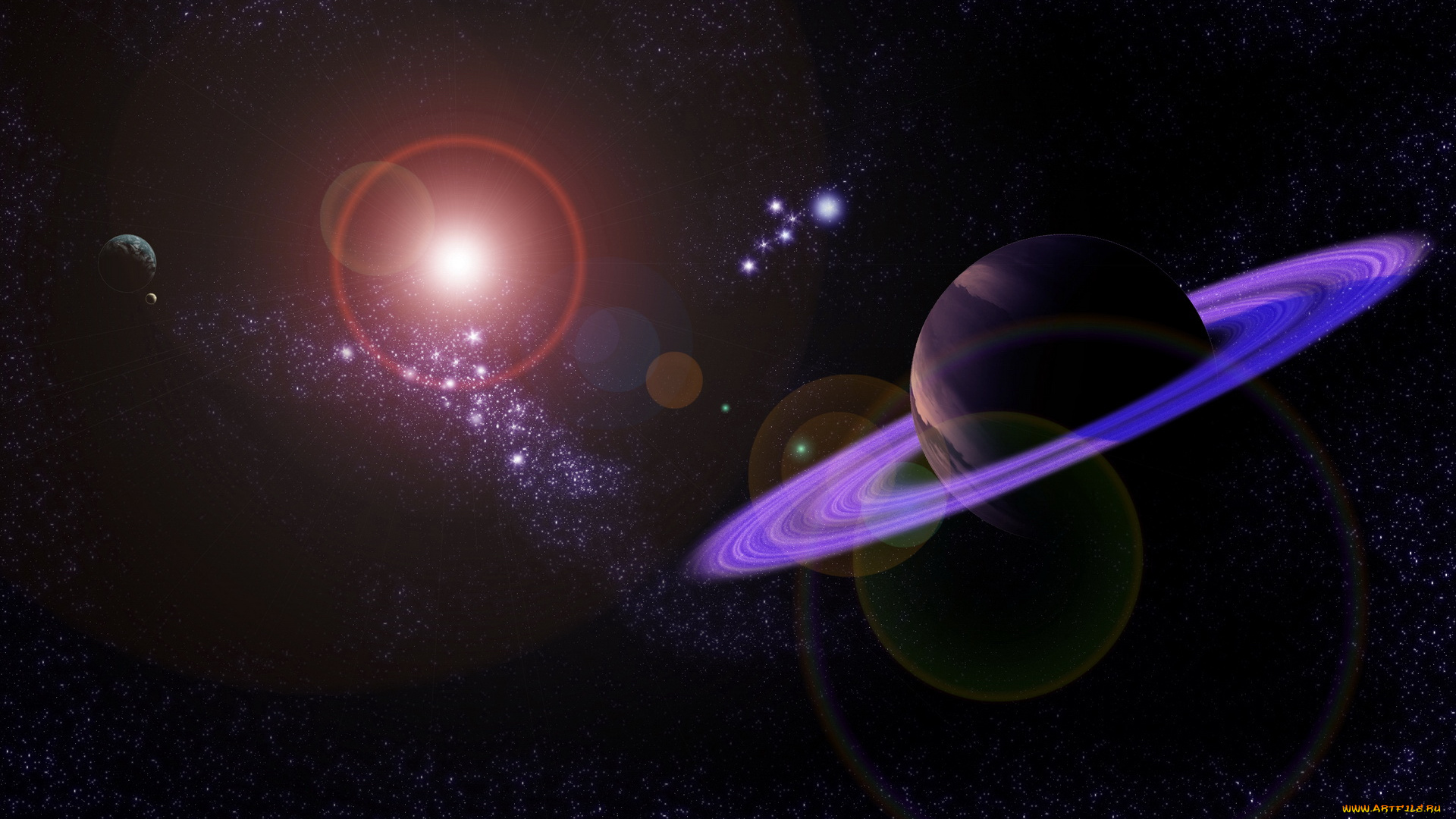 космос, сатурн, звёзды