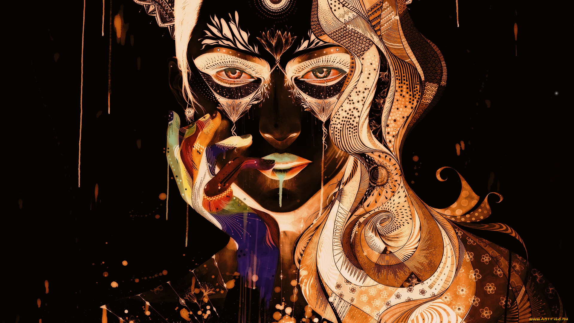 векторная, графика, лицо