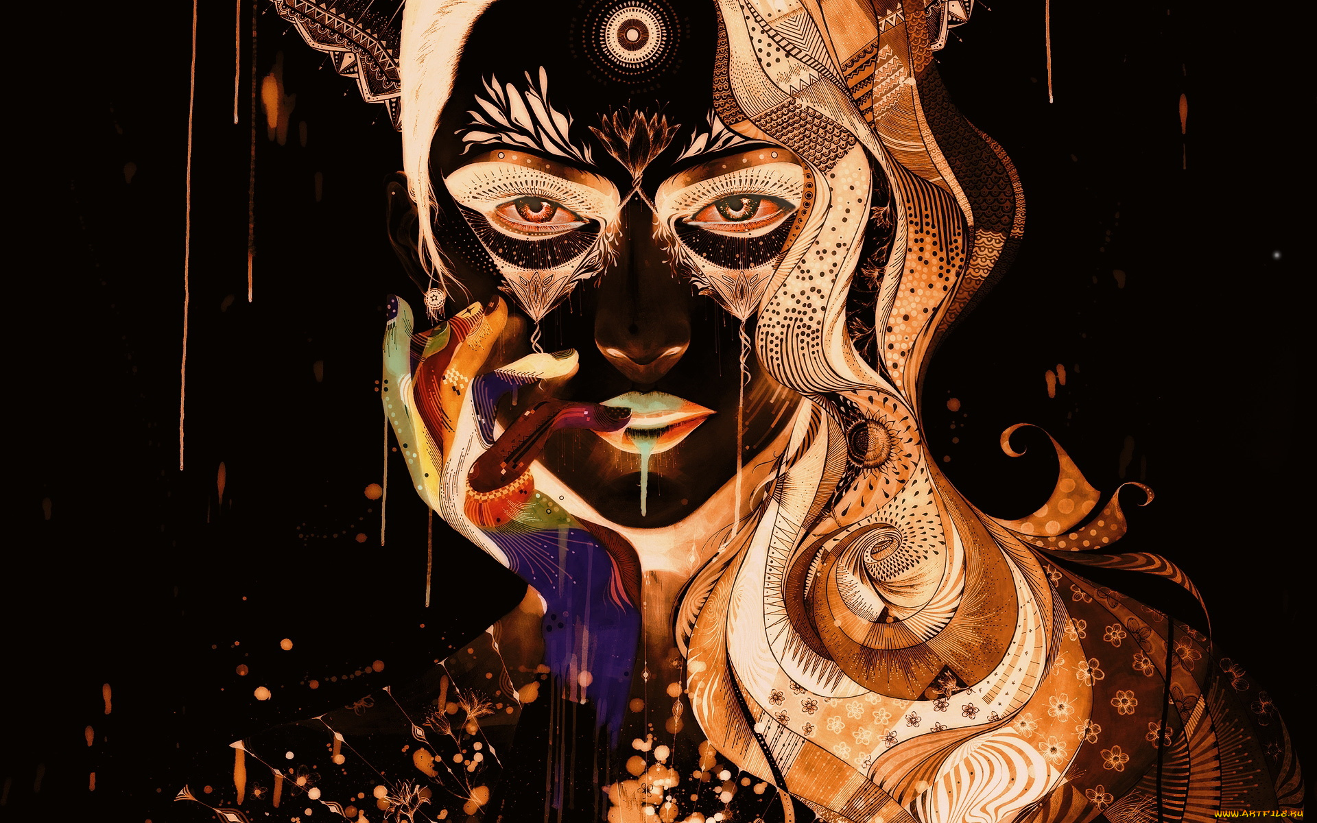 векторная, графика, лицо