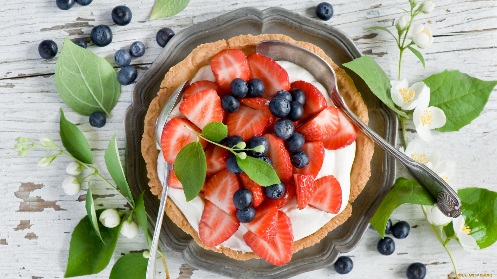 еда, мороженое, , десерты, ягоды, десерт, клубника, голубика, жасмин