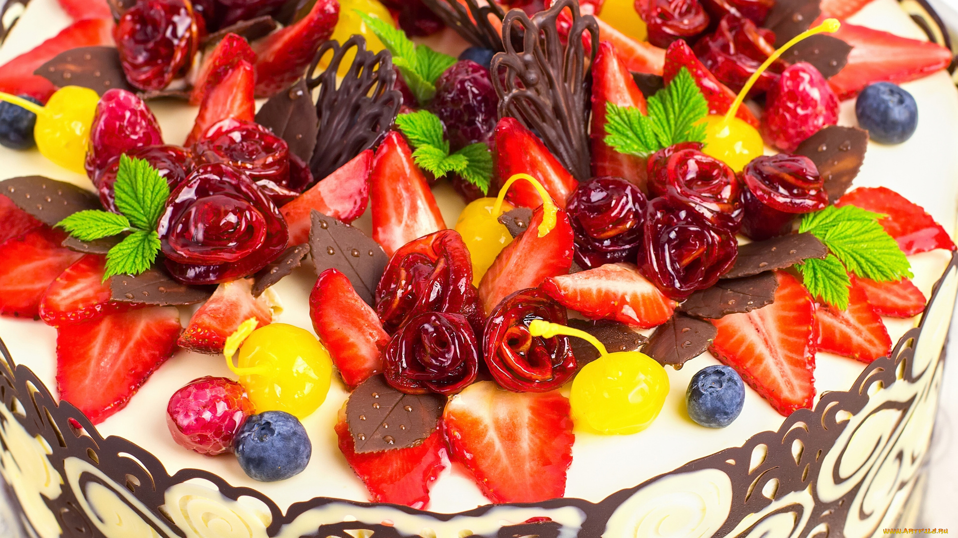 еда, торты, торт, украшения, клубника