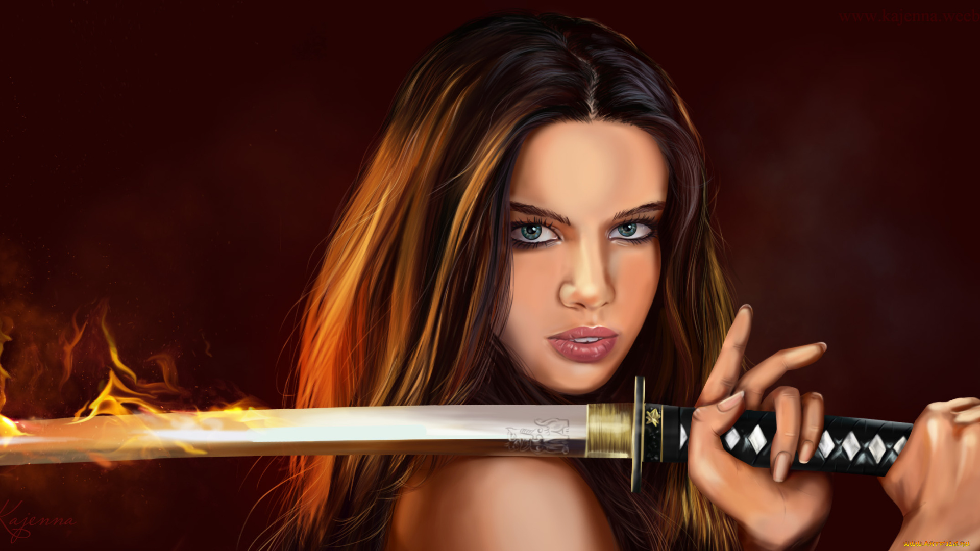 фэнтези, девушки, девушка, катана, adriana, lima