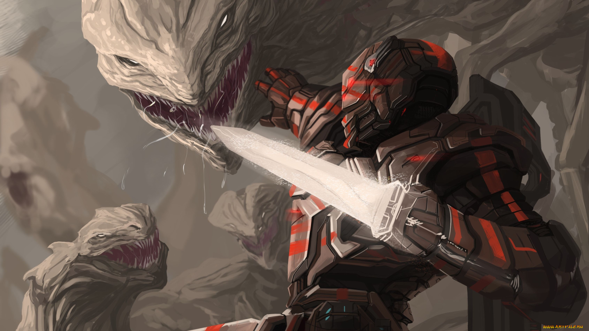 фэнтези, существа, арт, солдат, монстры, оружие, броня