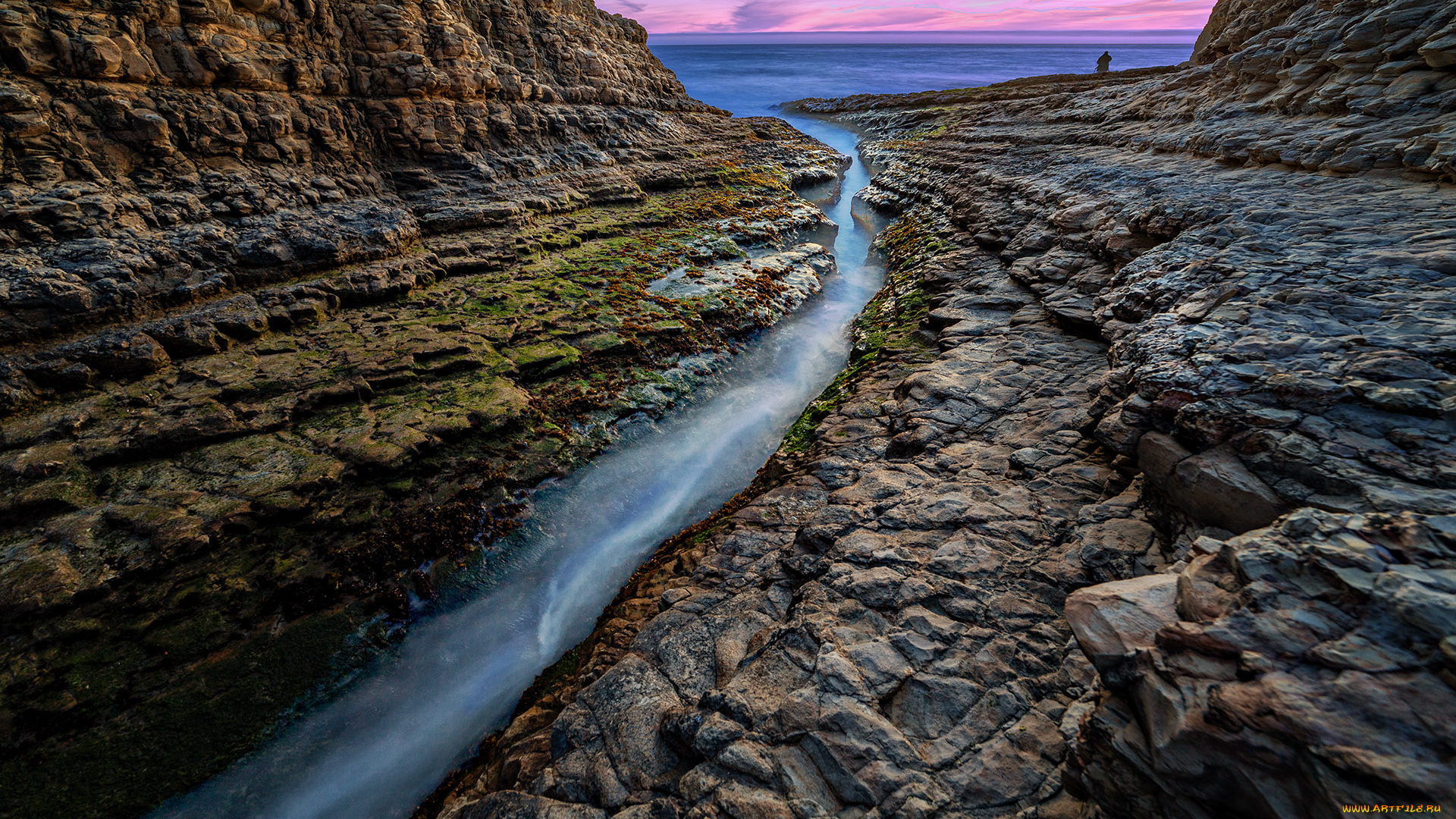 природа, побережье, горизонт, протока, скалы, океан