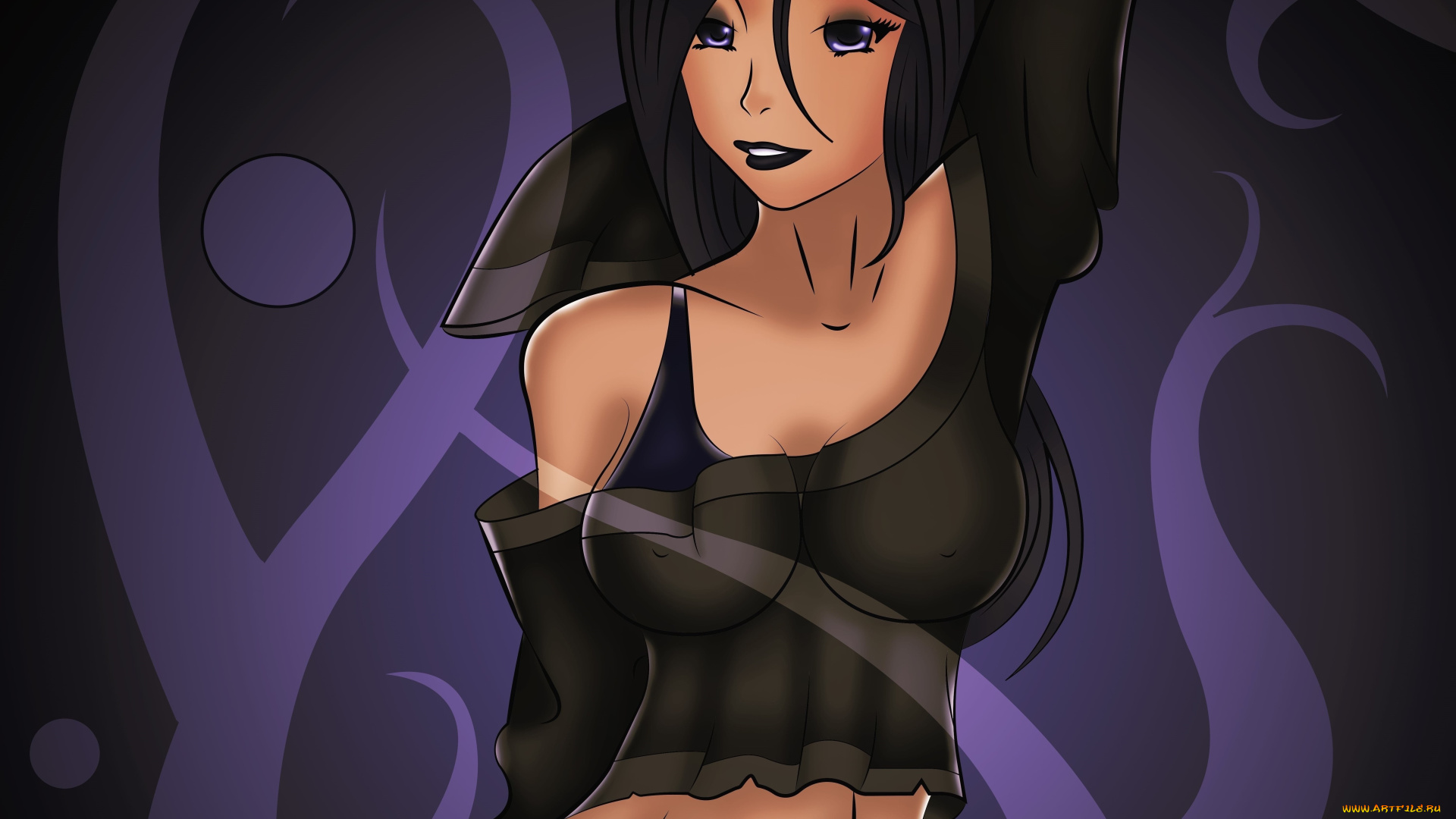 рисованное, люди, фон, взгляд, девушка