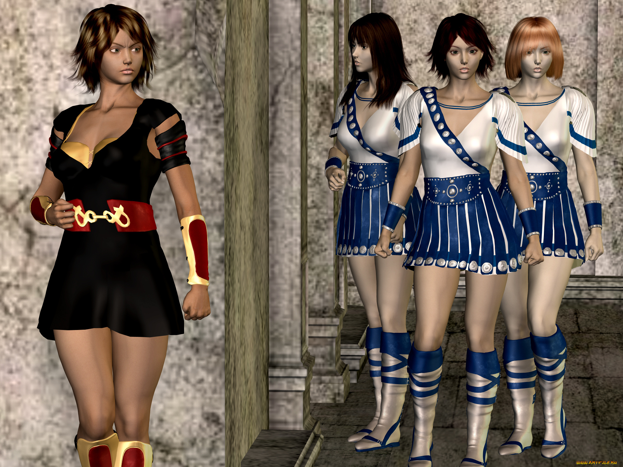 soleil, 3д, графика, фантазия, , fantasy, фон, взгляд, девушки, борьба