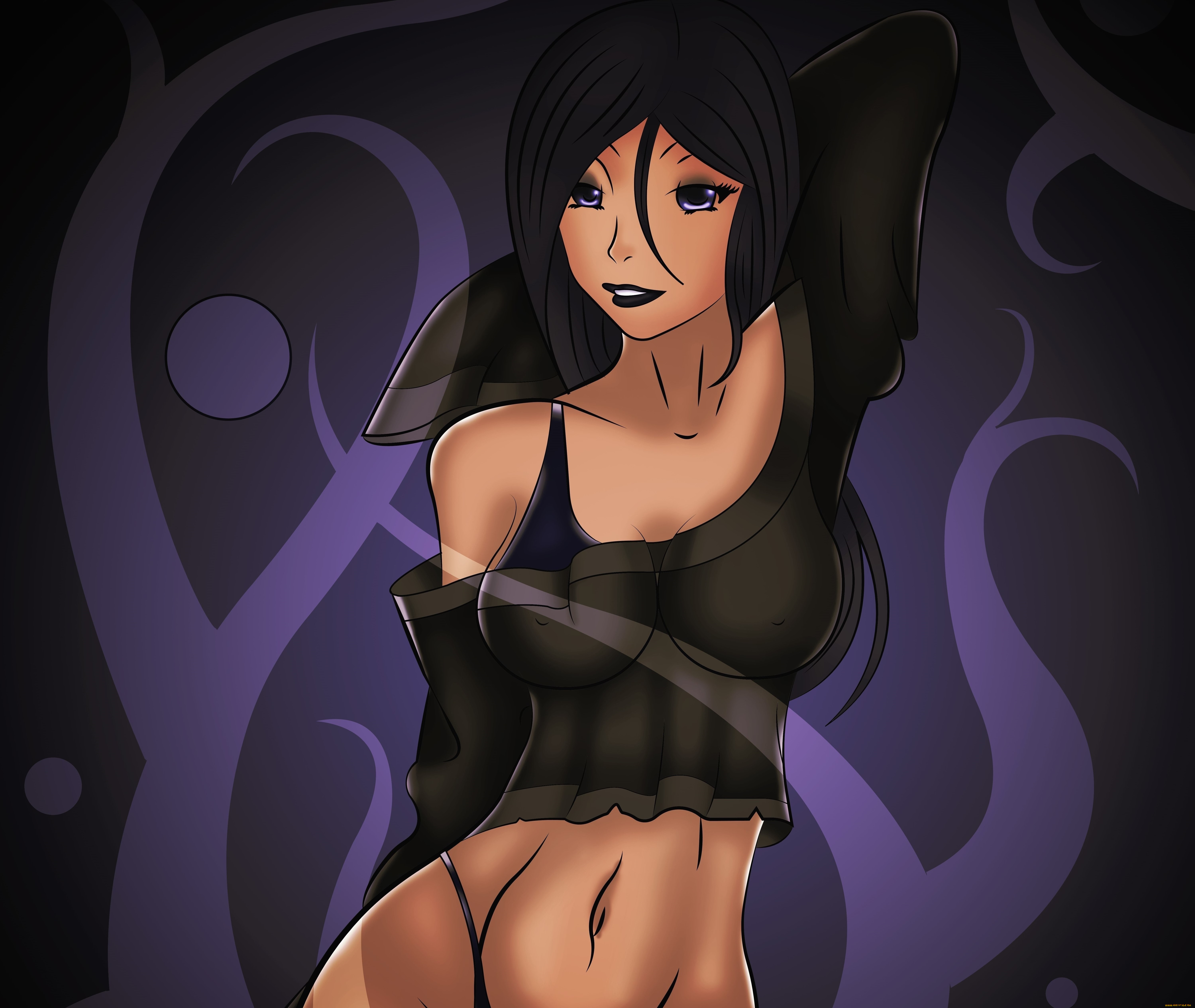 рисованное, люди, фон, взгляд, девушка