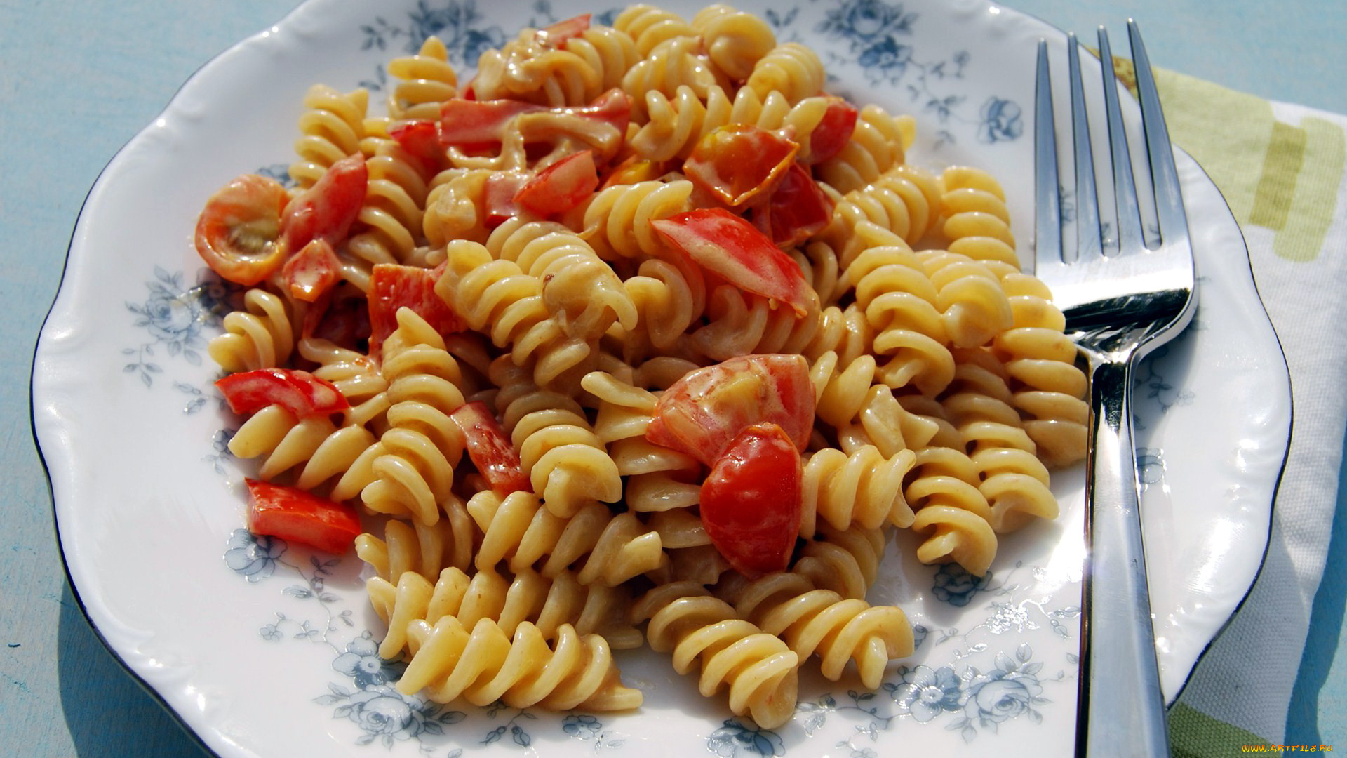 еда, макаронные, блюда, помидоры, спиральки