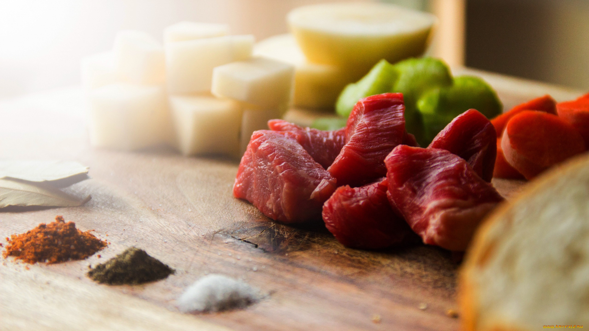 еда, мясные, блюда, говядина, кусочки, специи