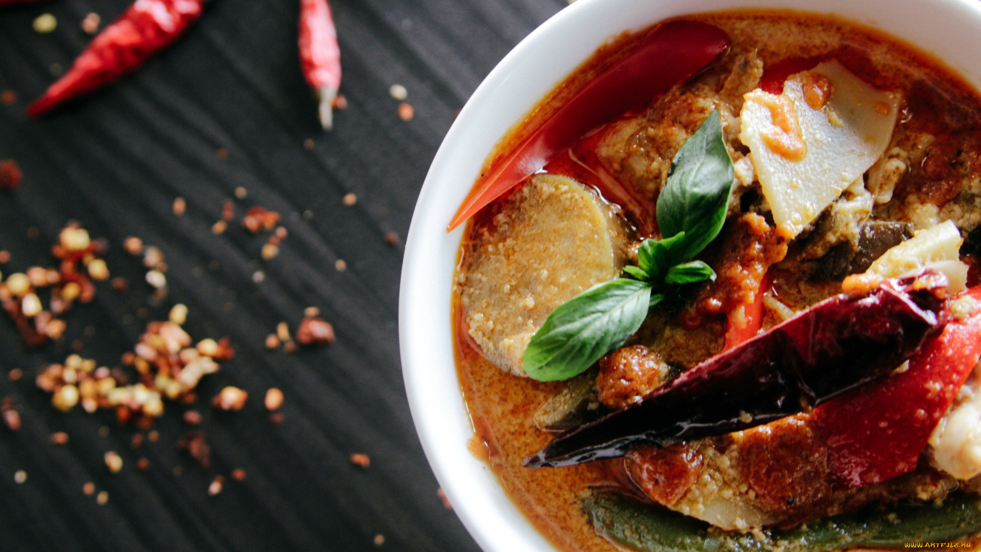 еда, первые, блюда, острый, перчик, базилик, густой