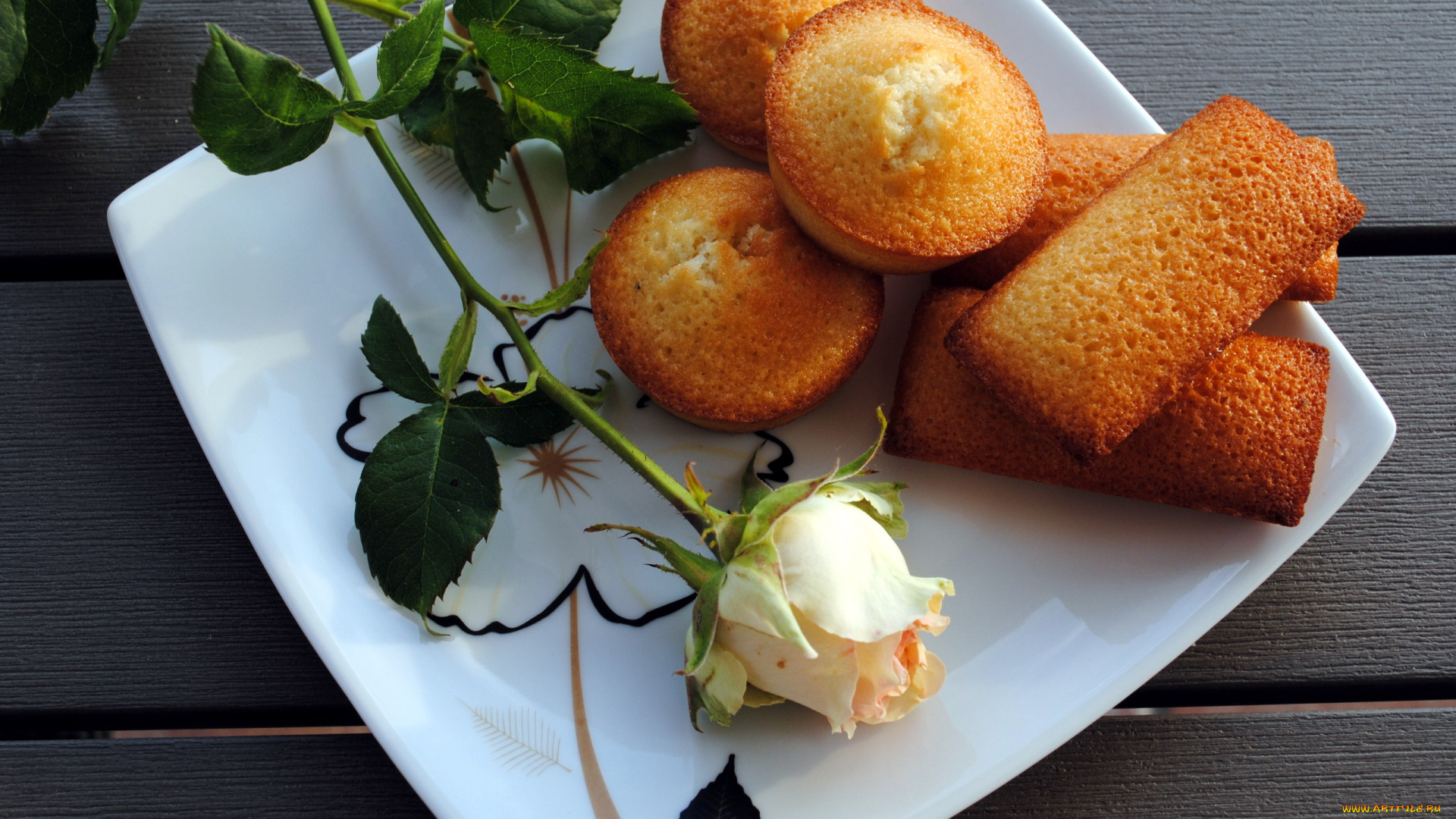 еда, пирожные, , кексы, , печенье, тарелка, роза, печенье, кексы