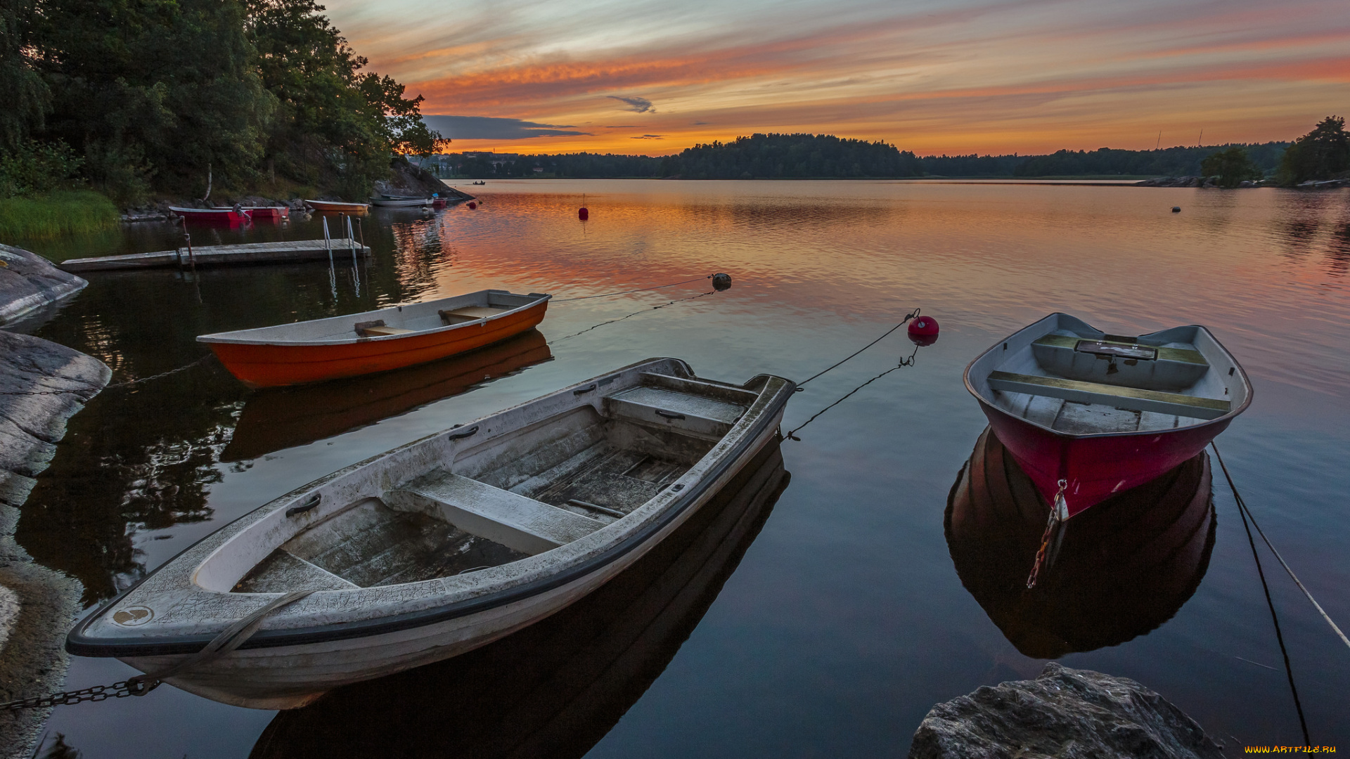 корабли, лодки, , шлюпки, лес, река