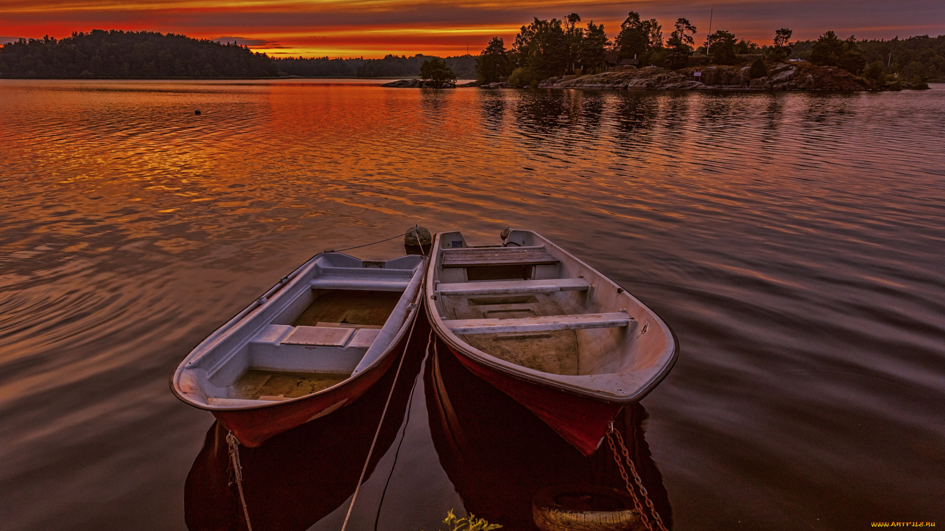 корабли, лодки, , шлюпки, река, лес