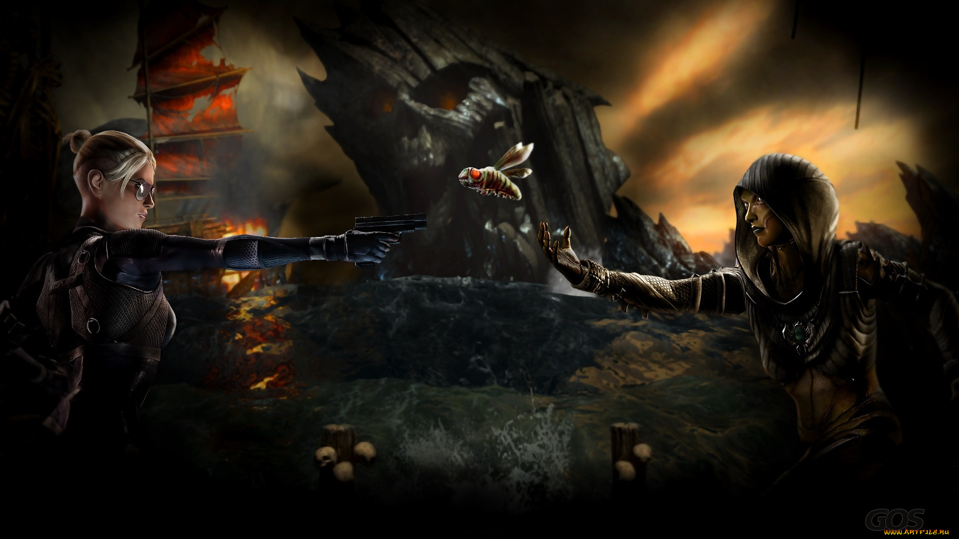 mortal, kombat, x, -, cassie, and, d`vorah, видео, игры, mortal, kombat, x, игры, gos, mortal, видео, kombat, x, 1920x1200, d'vorah, -, cassie