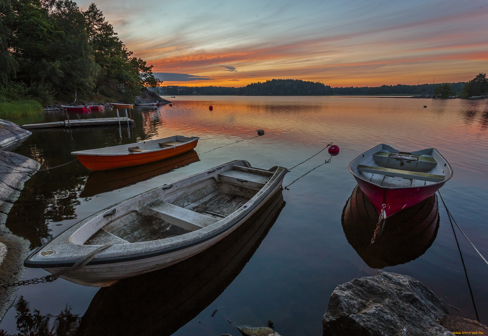 корабли, лодки, , шлюпки, лес, река