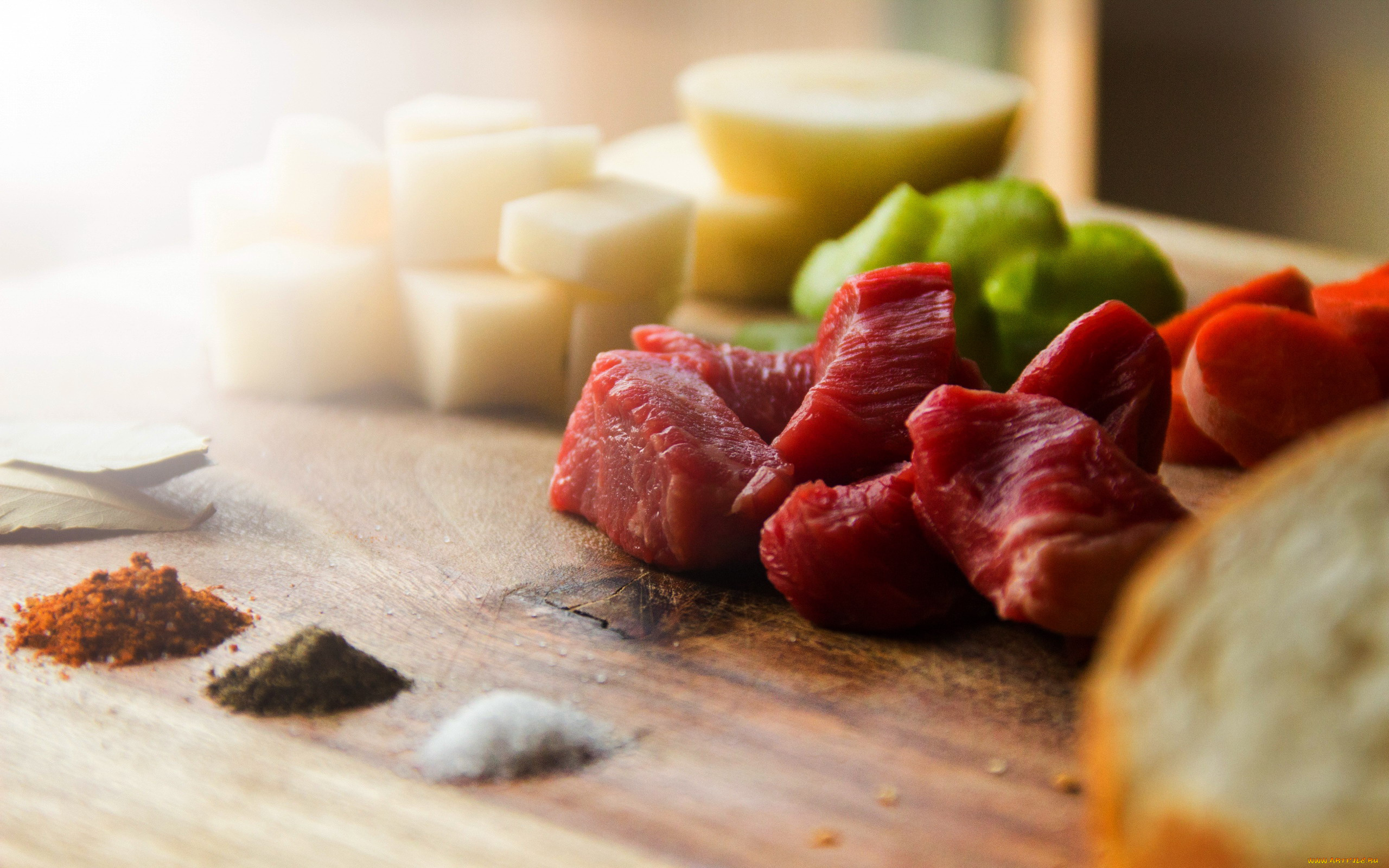 еда, мясные, блюда, говядина, кусочки, специи