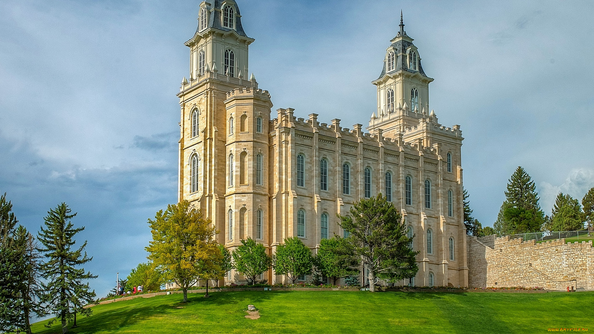 америка, города, -, дворцы, , замки, , крепости, облака, деревья, трава