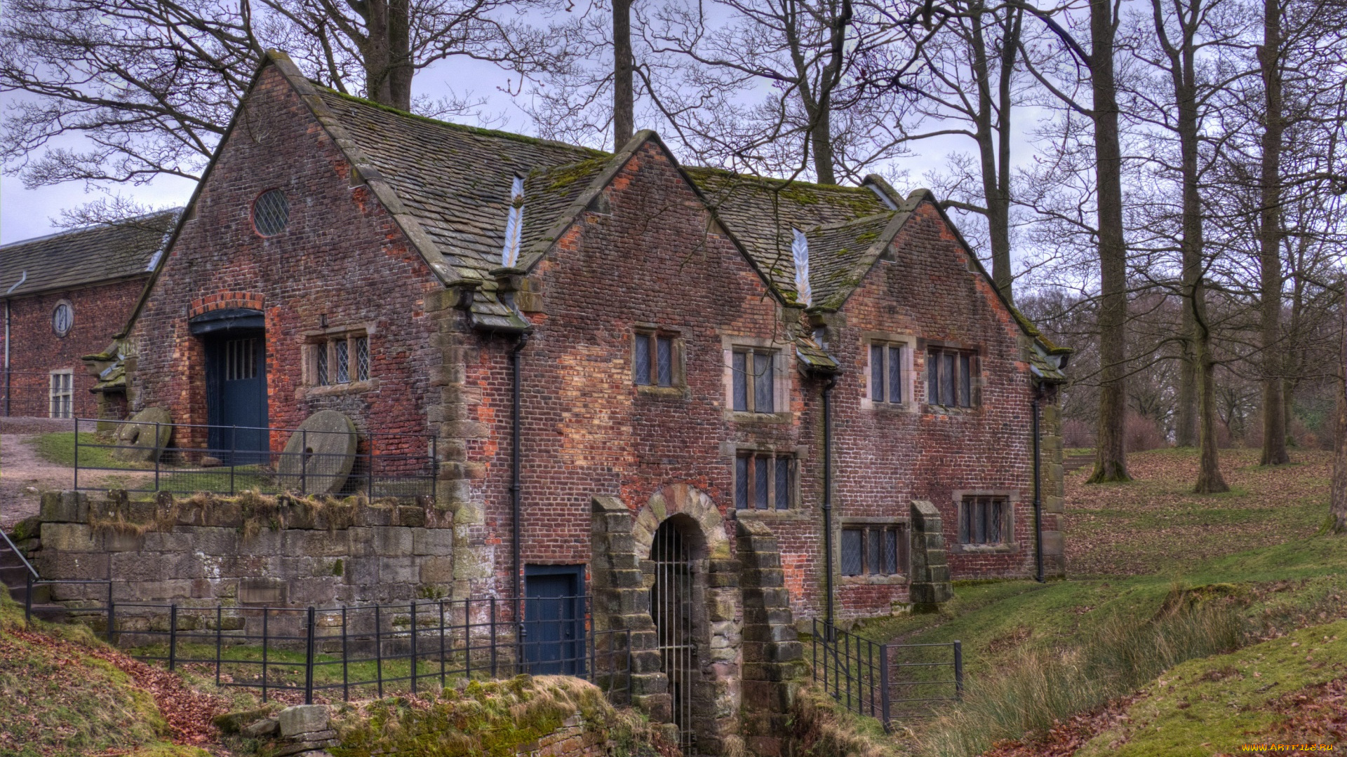 города, -, здания, , дома, листва, трава, деревья