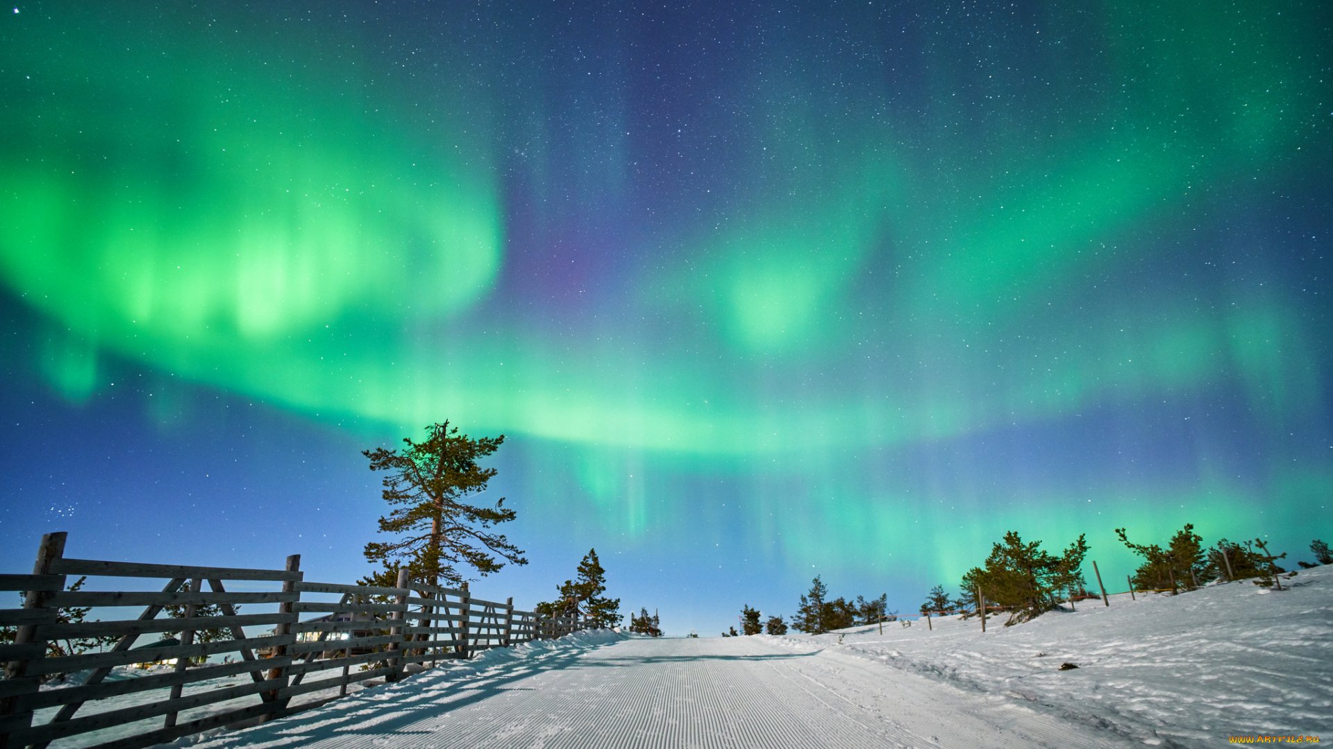 природа, северное, сияние, сполохи, ночь