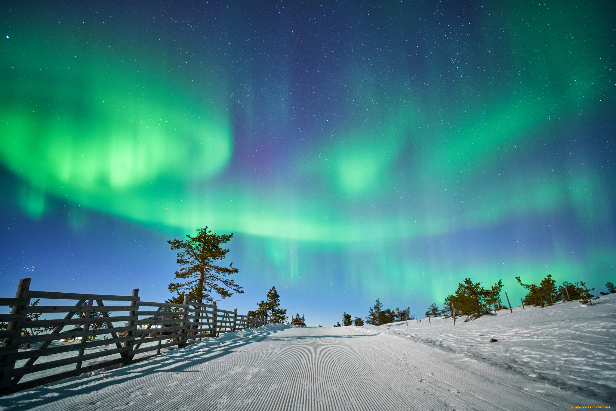 природа, северное, сияние, сполохи, ночь