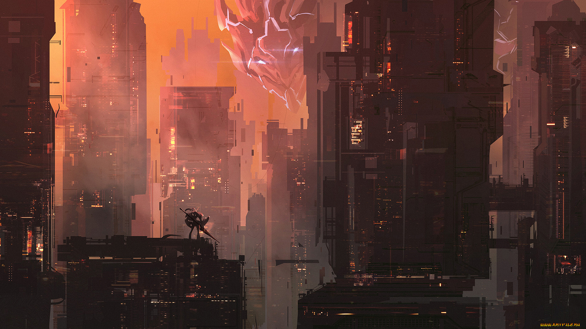 аниме, оружие, , техника, , технологии, город