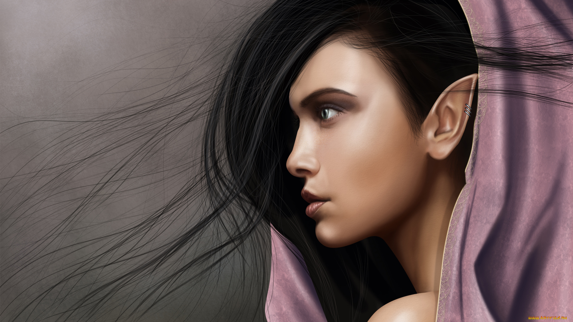 фэнтези, эльфы, девушка, фон, взгляд