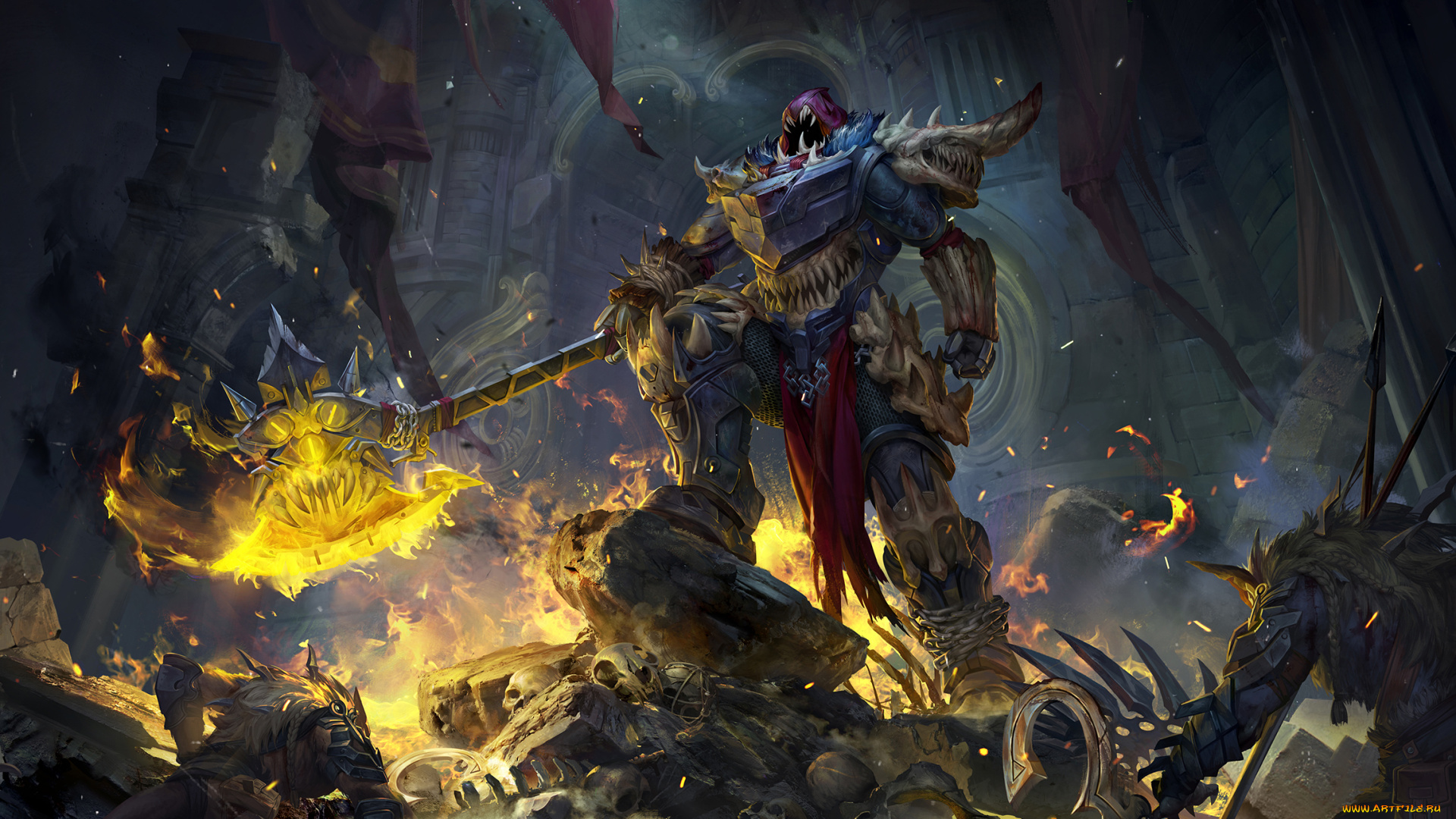 фэнтези, нежить, мужчина, фон, униформа, оружие