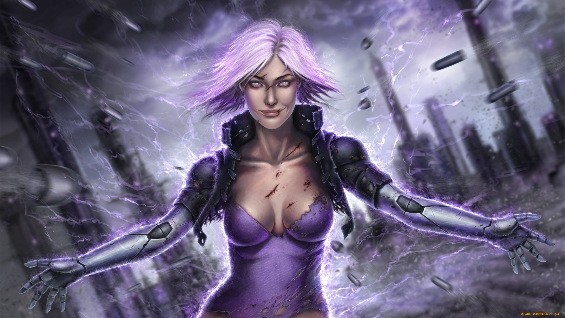 фэнтези, роботы, , киборги, , механизмы, раны, лицо, пуля, киборг, волосы, девушка, грудь, olina, фантастика