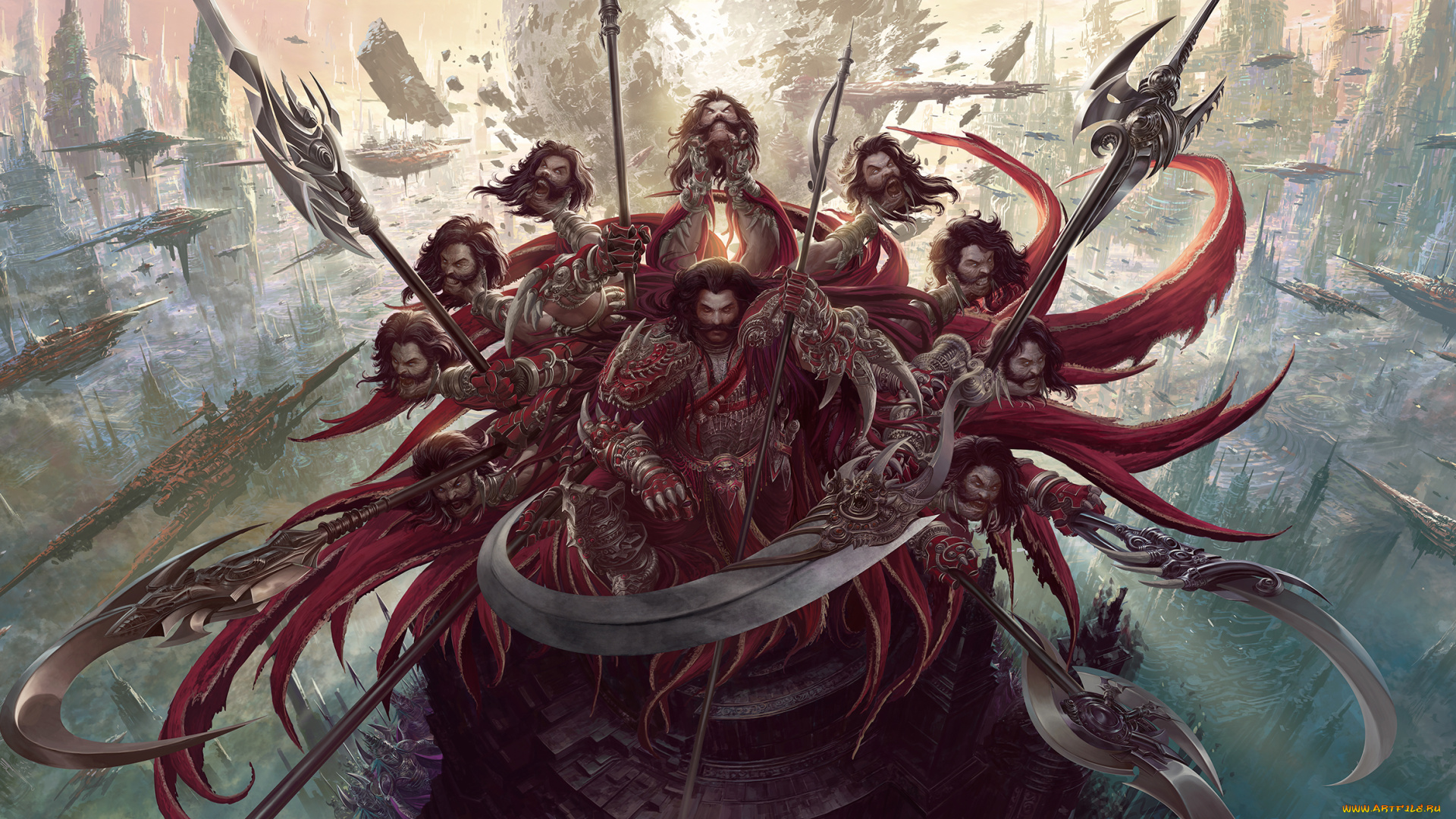 фэнтези, существа, фон, мужчина, оружие, взгляд