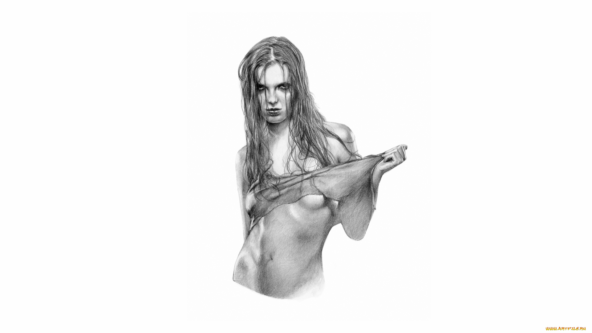 рисованное, люди, взгляд, фон, девушка