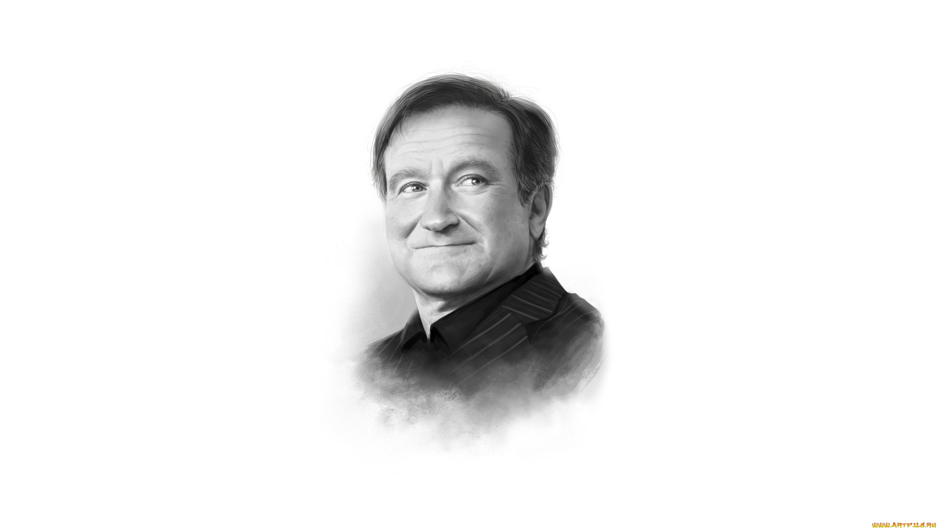 robin, williams, рисованное, люди, мужчина, фон, взгляд, улыбка