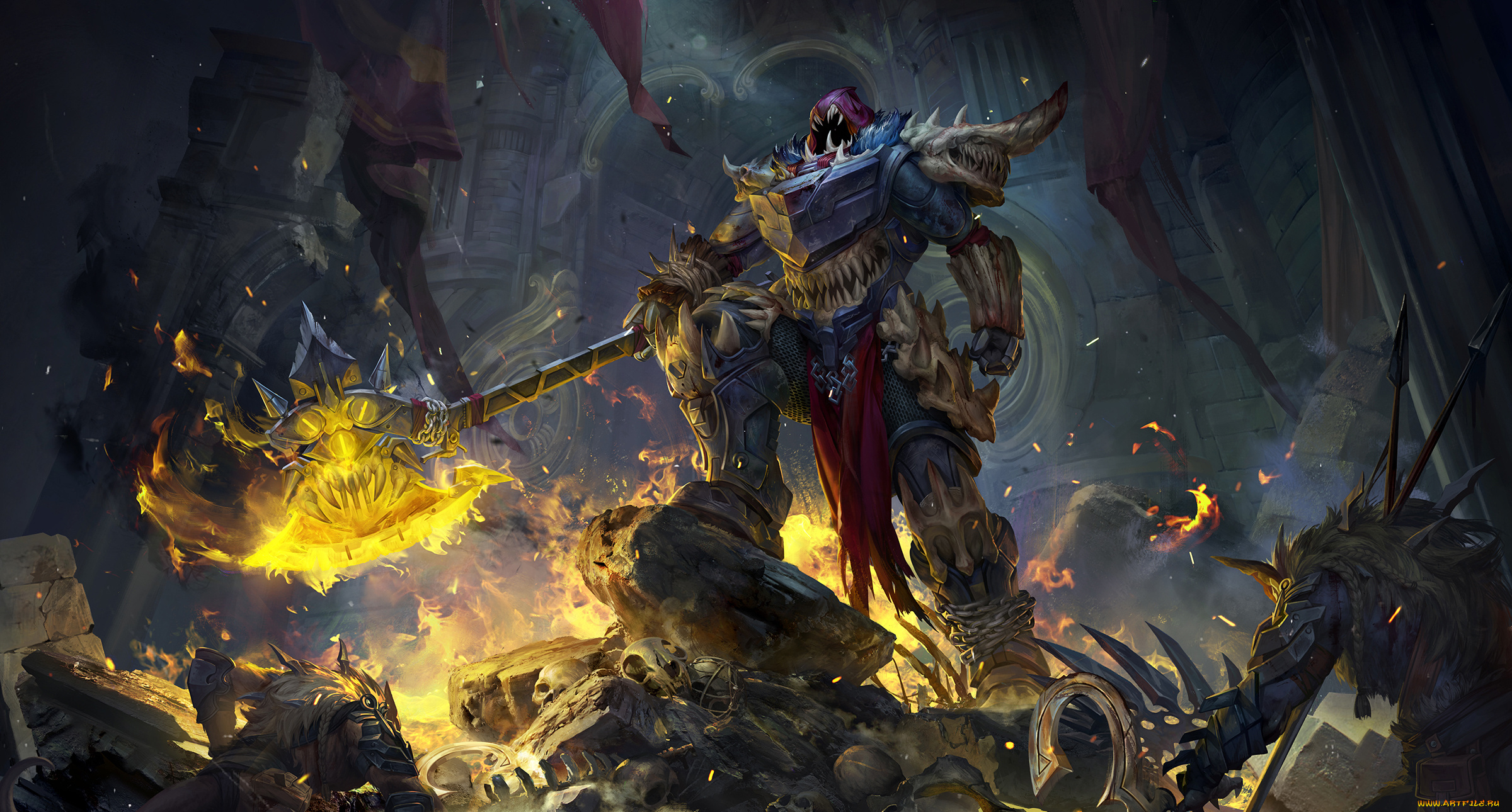 фэнтези, нежить, мужчина, фон, униформа, оружие