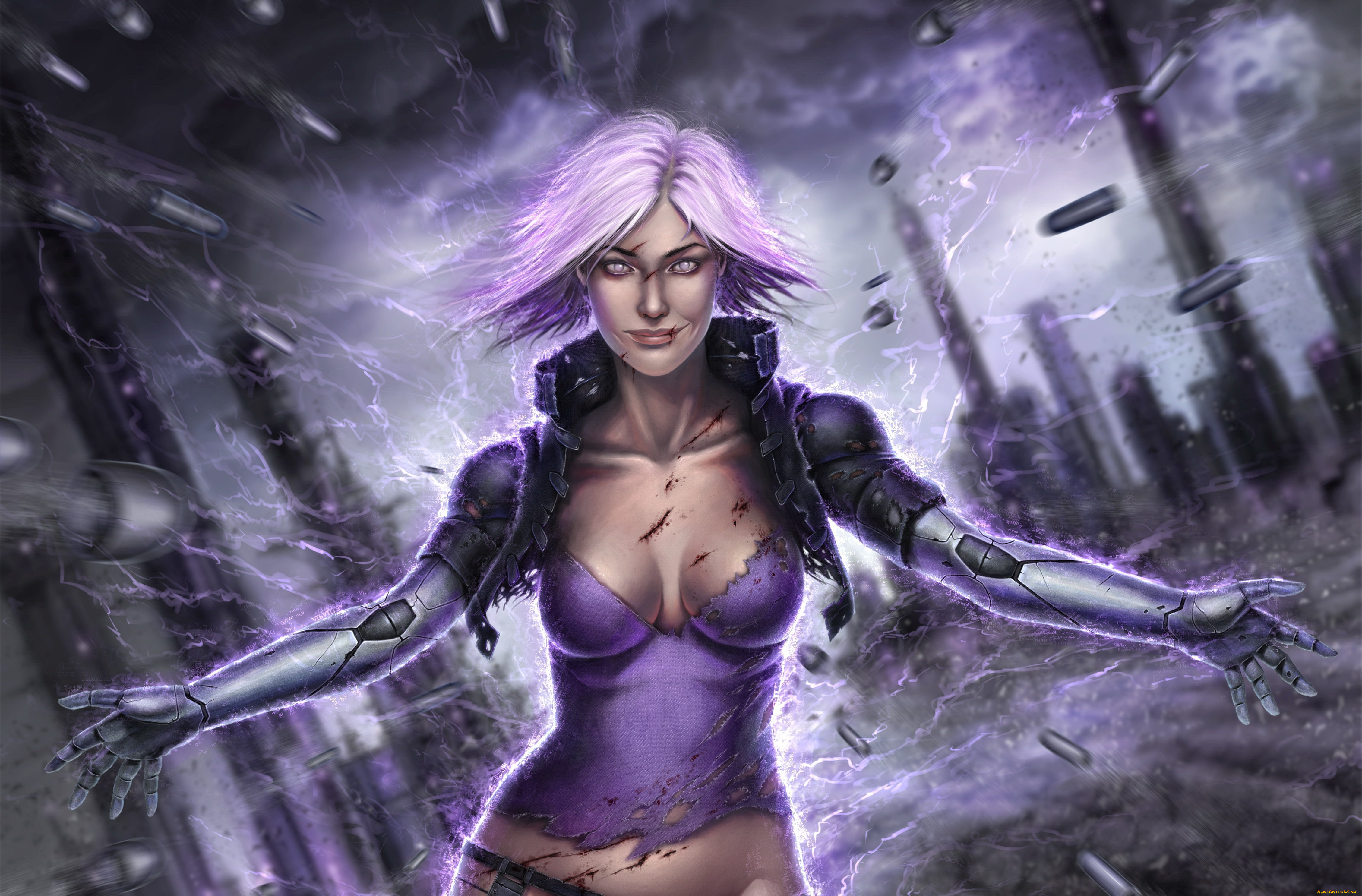 фэнтези, роботы, , киборги, , механизмы, раны, лицо, пуля, киборг, волосы, девушка, грудь, olina, фантастика