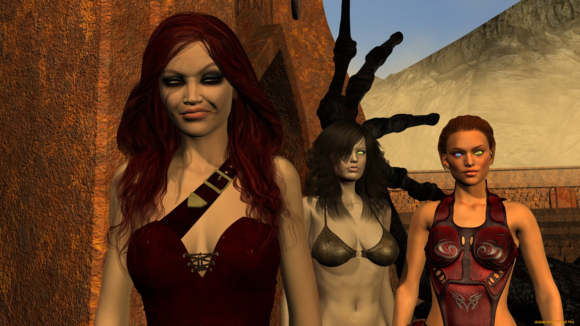 3д, графика, фантазия, , fantasy, девушка, взгляд, фон