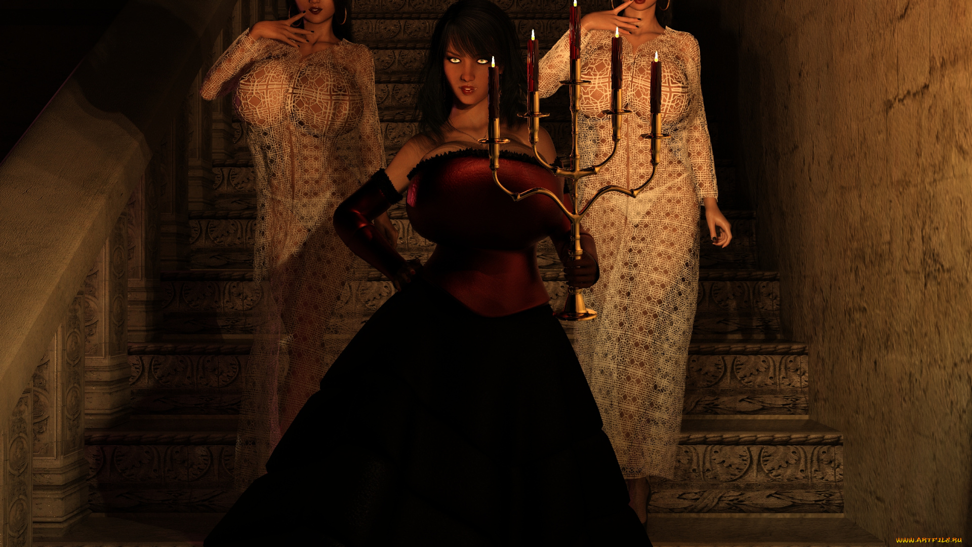 3д, графика, люди, , people, девушки, взгляд, фон