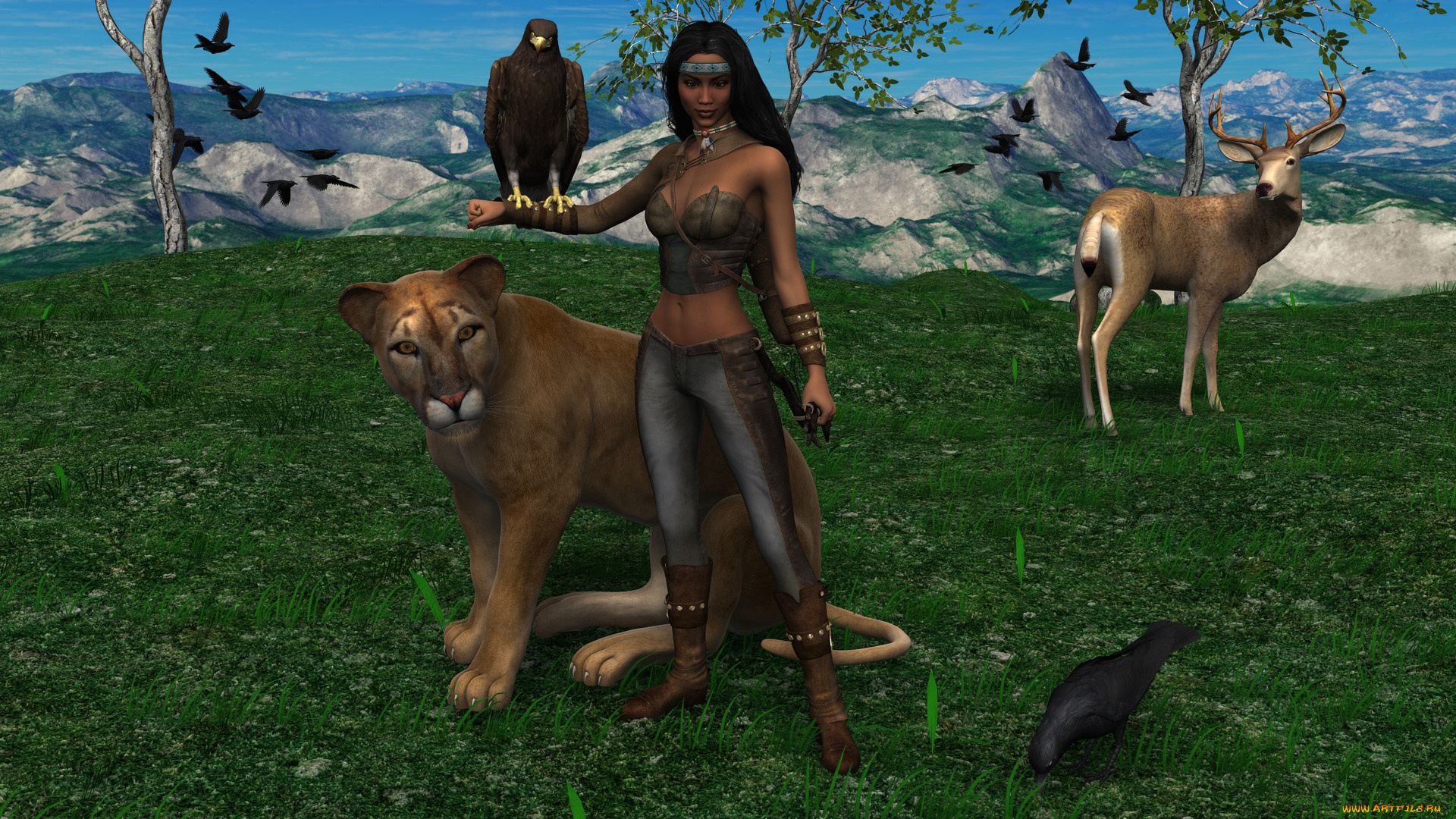 3д, графика, люди, и, животные, , people, and, animals, девушки, взгляд, фон