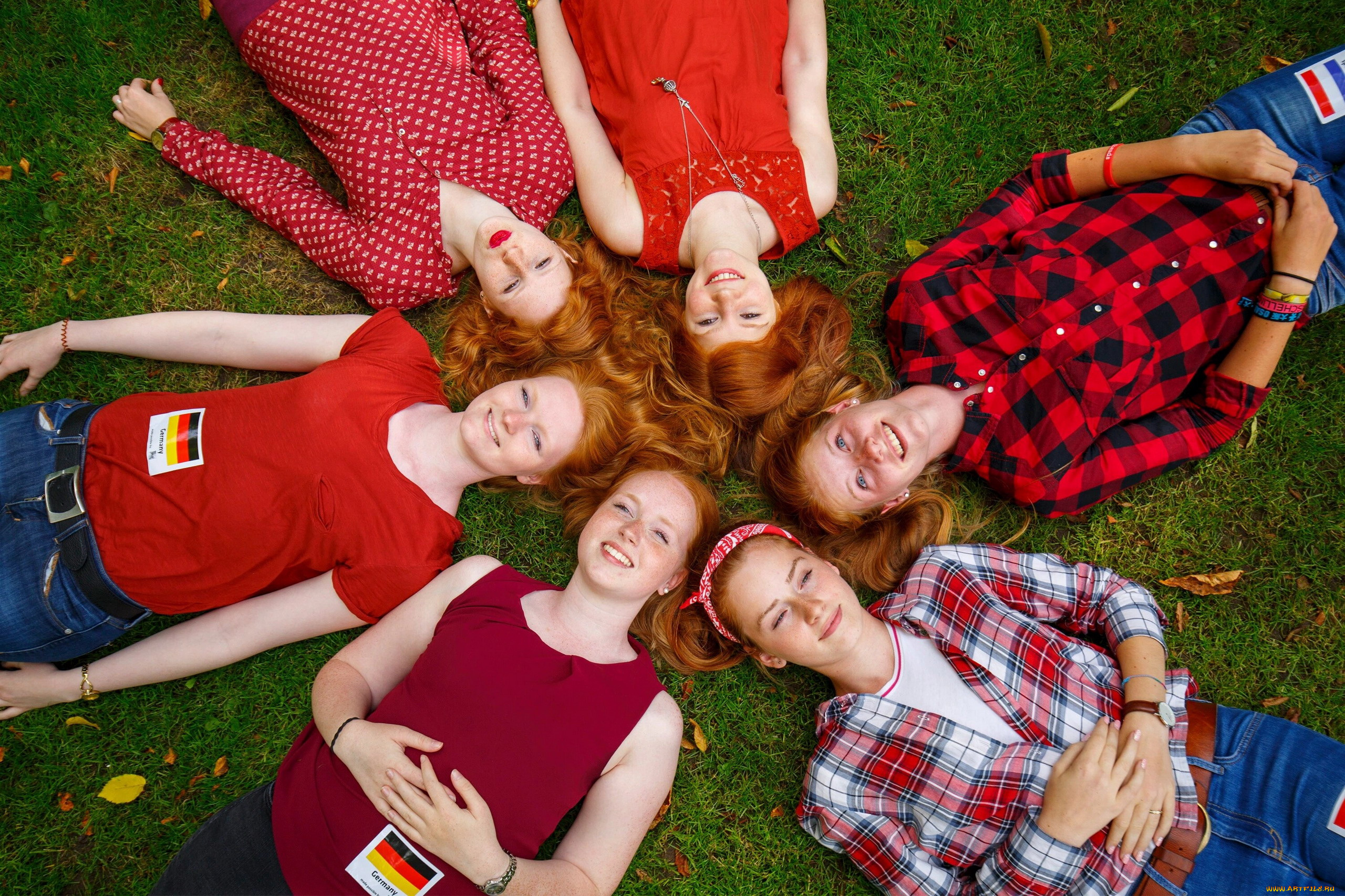 девушки, -unsort, , группа, девушек, рыжеволосые