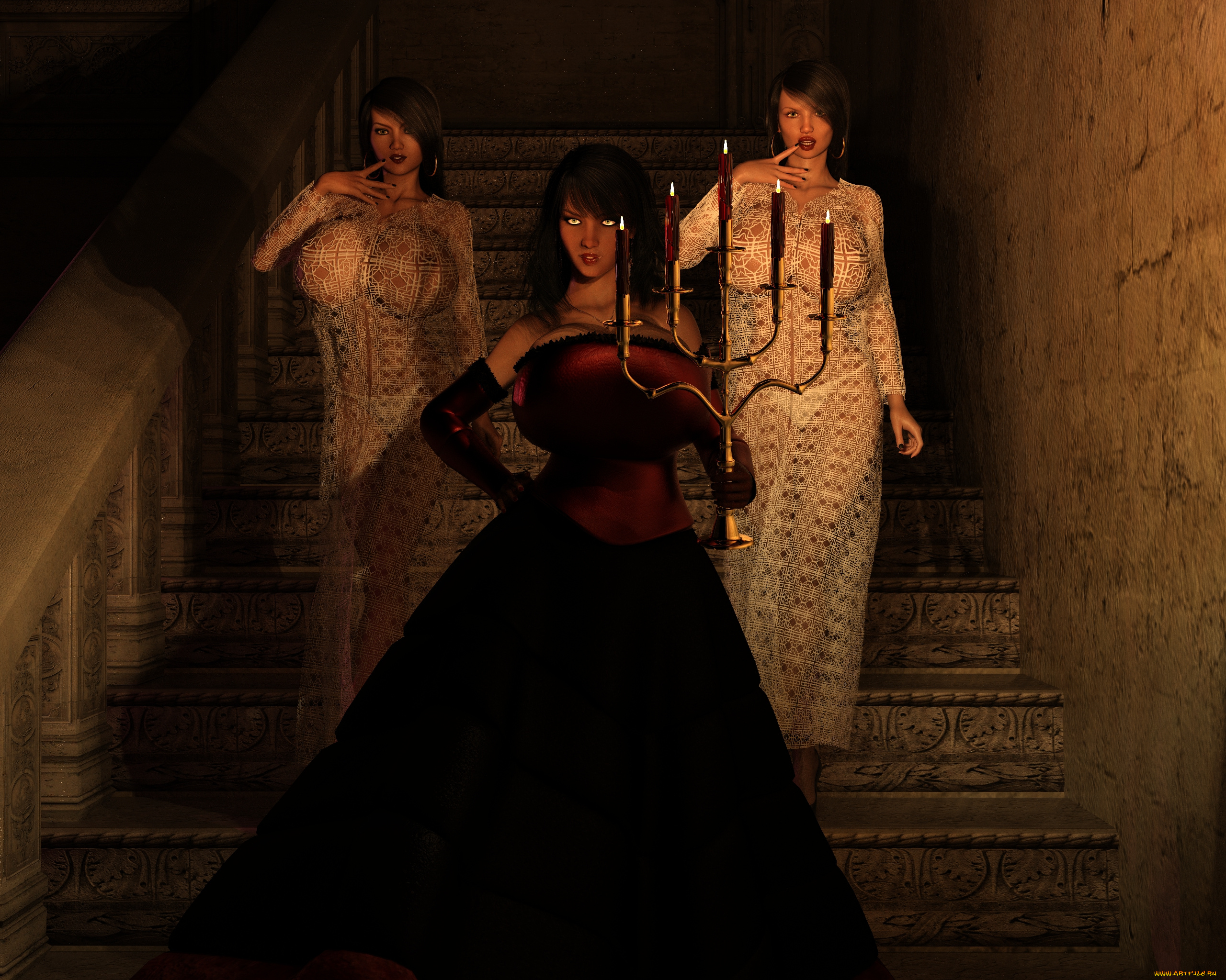 3д, графика, люди, , people, девушки, взгляд, фон