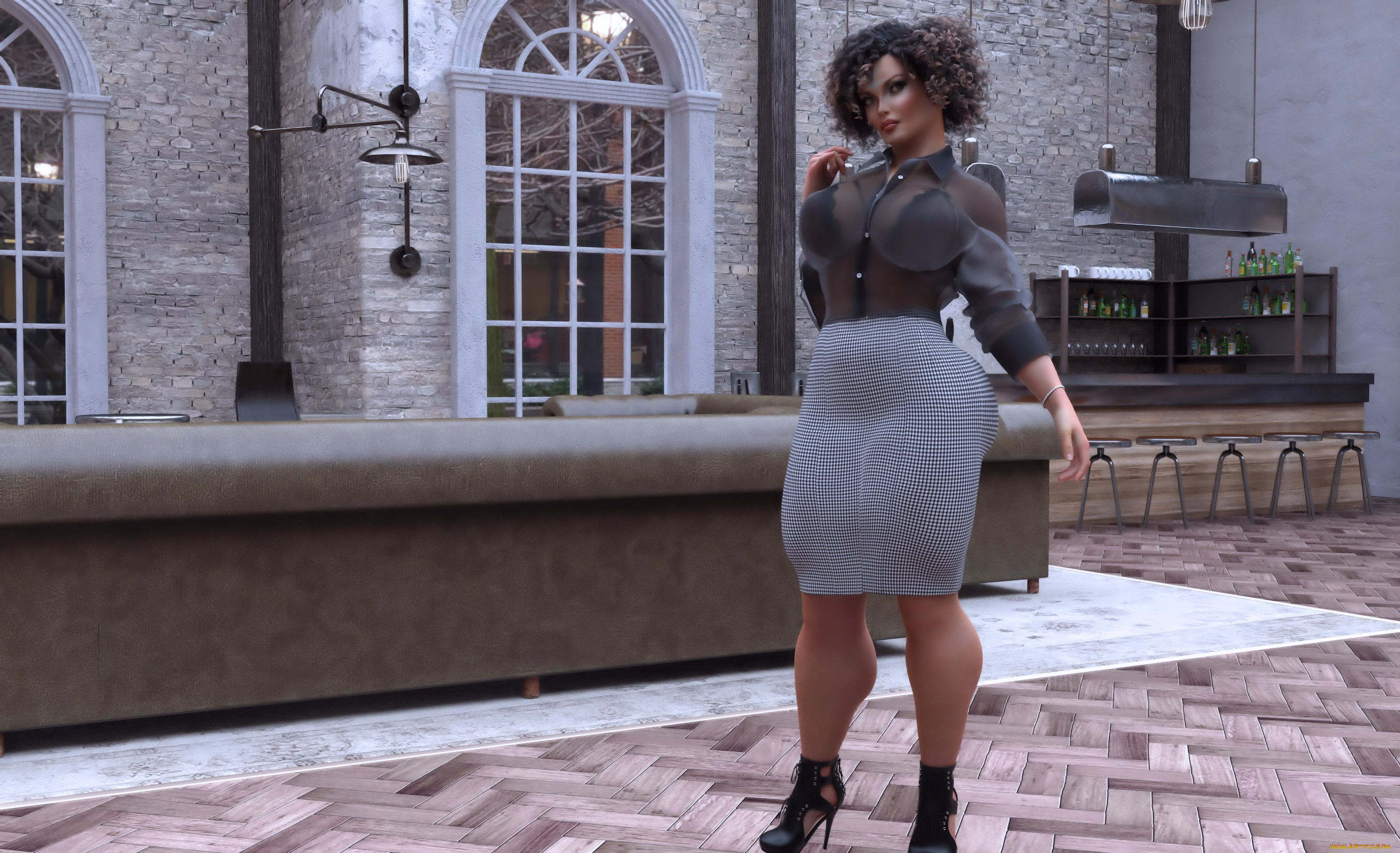 3д, графика, люди, , people, девушка, взгляд, фон